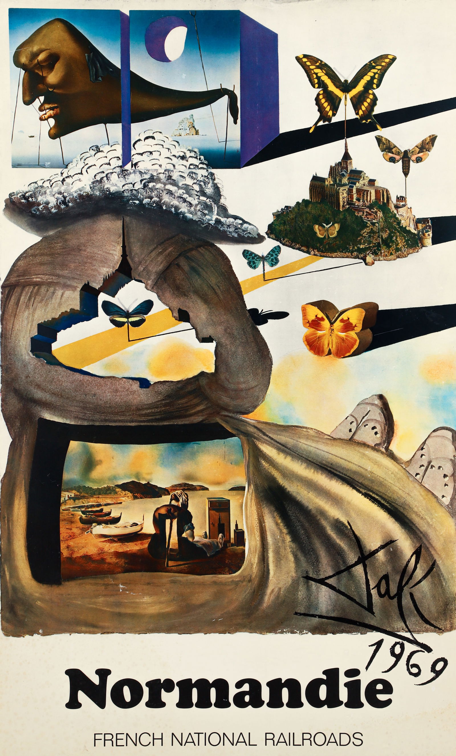 Salvador Dali 1969 Normandie Travel Poster: Dali, after Salvador (Spanish, 1904-1989), Normandie, 1969 (French National Railroads Poster), offset lithograph, 38 x 24 inches
