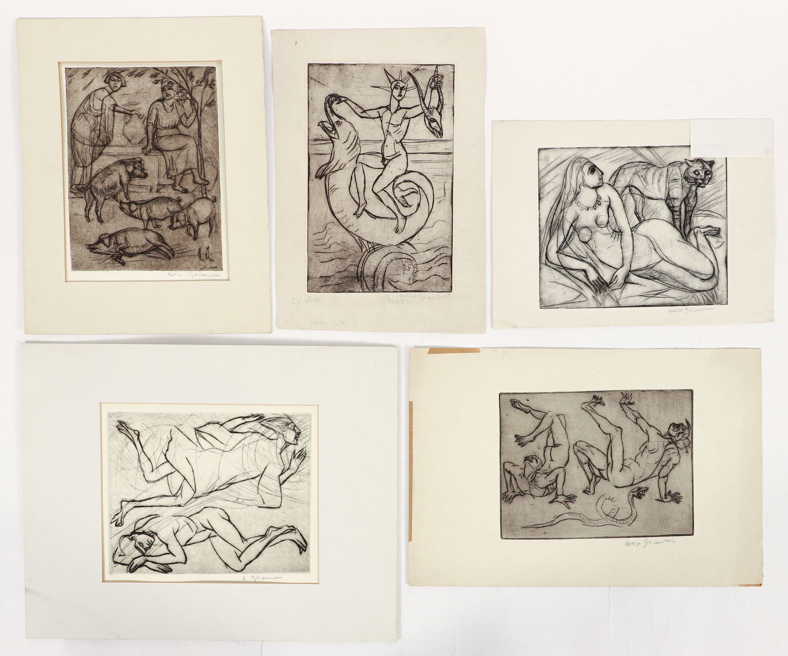 5 Enrico Glicenstein Etchings of Mythical Figures (1 of 6)