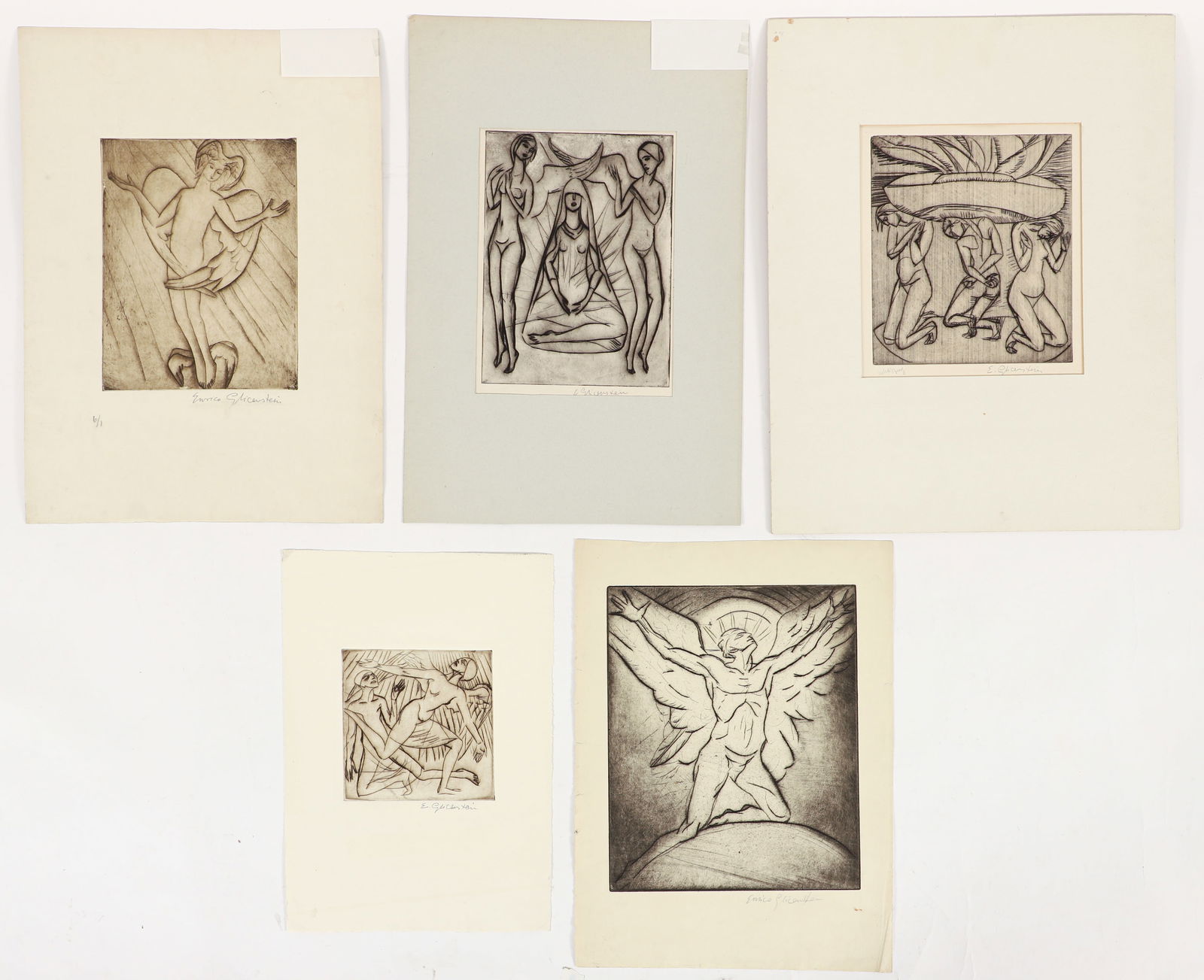 5 Enrico Glicenstein Etchings of Divine Figures (1 of 7)