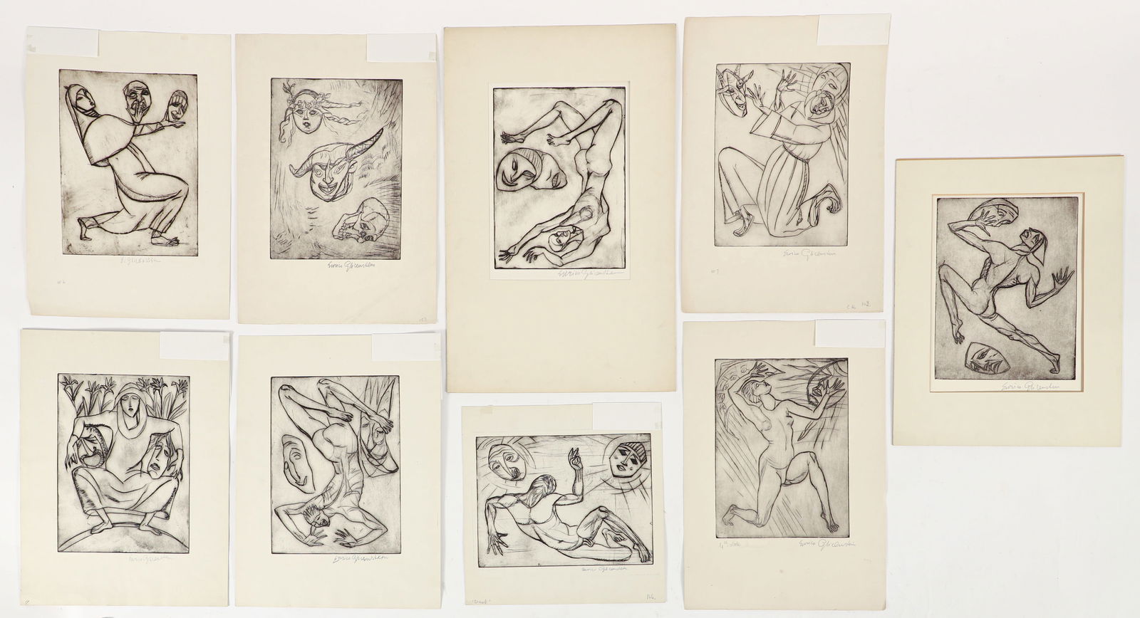 9 Enrico Glicenstein Mask Etchings (1 of 5)