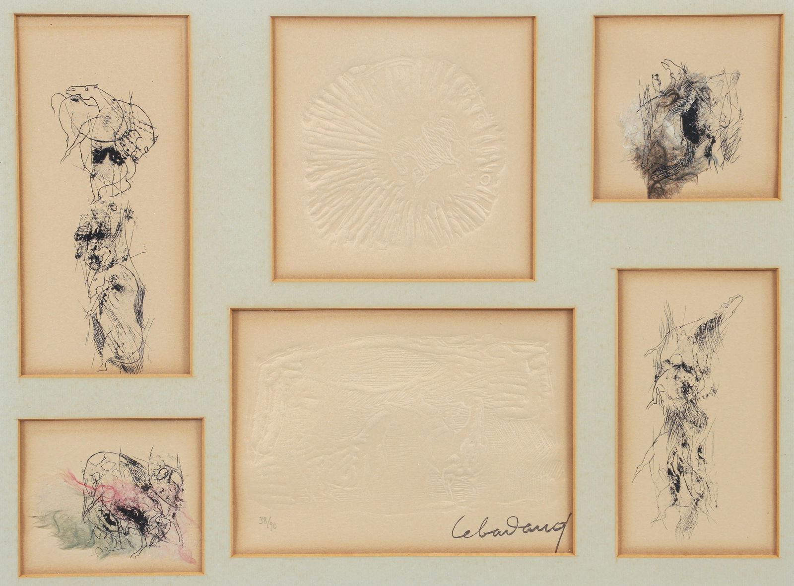 Lebadang Horse Mixed Media Print with Embossing (1 of 4)