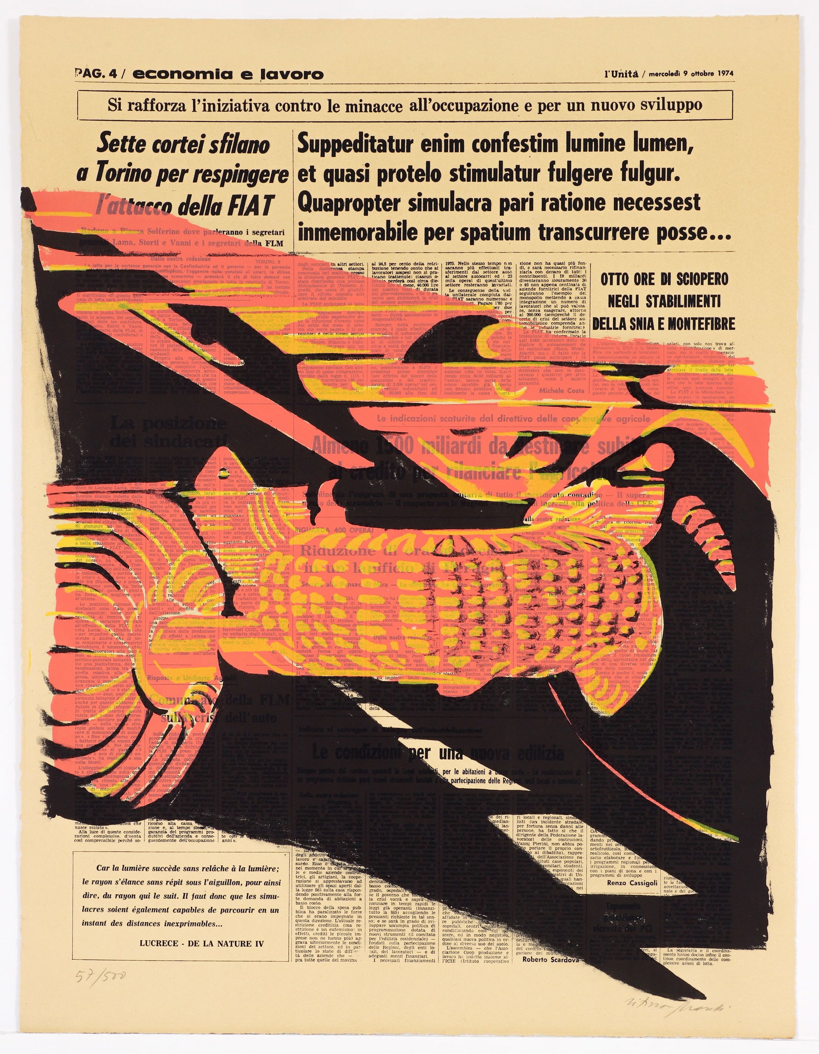 Titina Maselli orig 1975 litho Lucrece Placard: Maselli, Titina (Italian/French/American, 1924-2005), Placard de Maselli at Lucrece, 1975, lithograph printed in colors, 25 x 19 inches, pencil signed and numbered 57/500 from an edition of 500 publis