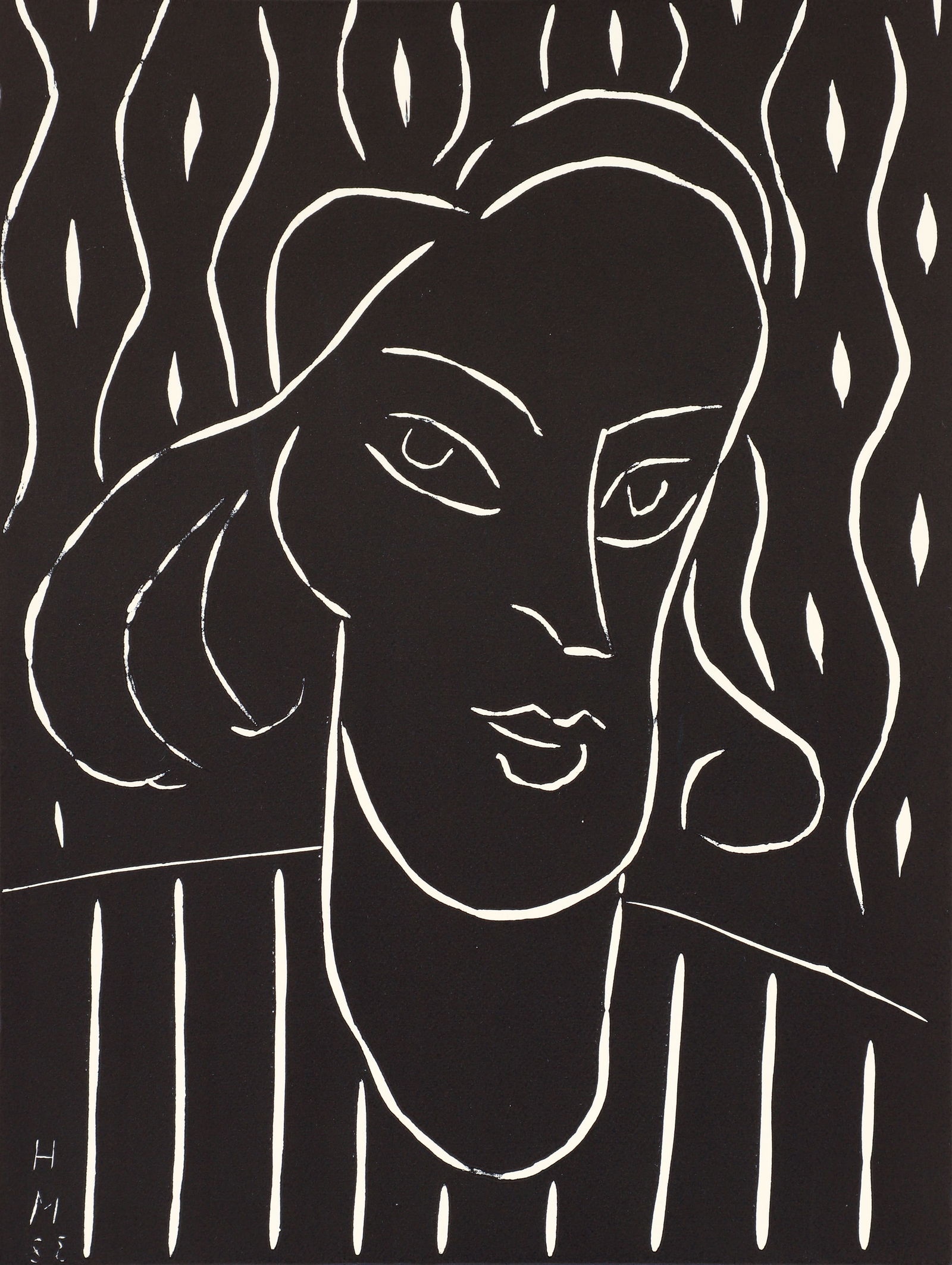 Henri Matisse linocut Teeny 1959 edition: Matisse, Henri (French, 1869-1954), Teeny (Duthuit #723), originally 1938, this edition printed in 1959, linocut in black ink, image size 11.75x 8.8 inches, unframed. This work is from the edition of