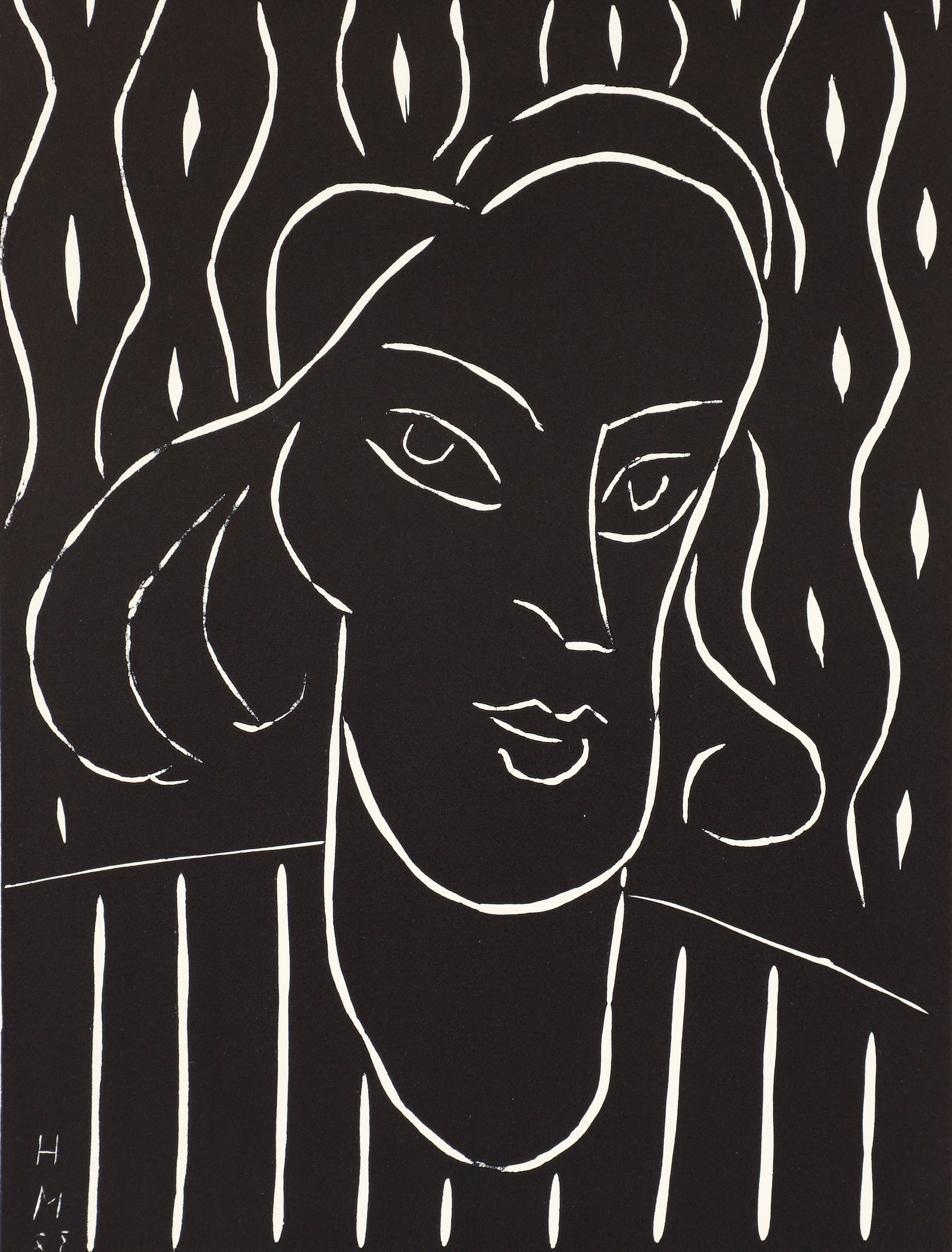 Henri Matisse linocut Teeny 1959 edition: Matisse, Henri (French, 1869-1954), Teeny (Duthuit #723), originally 1938, this edition printed in 1959, linocut in black ink, image size 11.75x 8.8 inches, unframed. This work is from the edition of