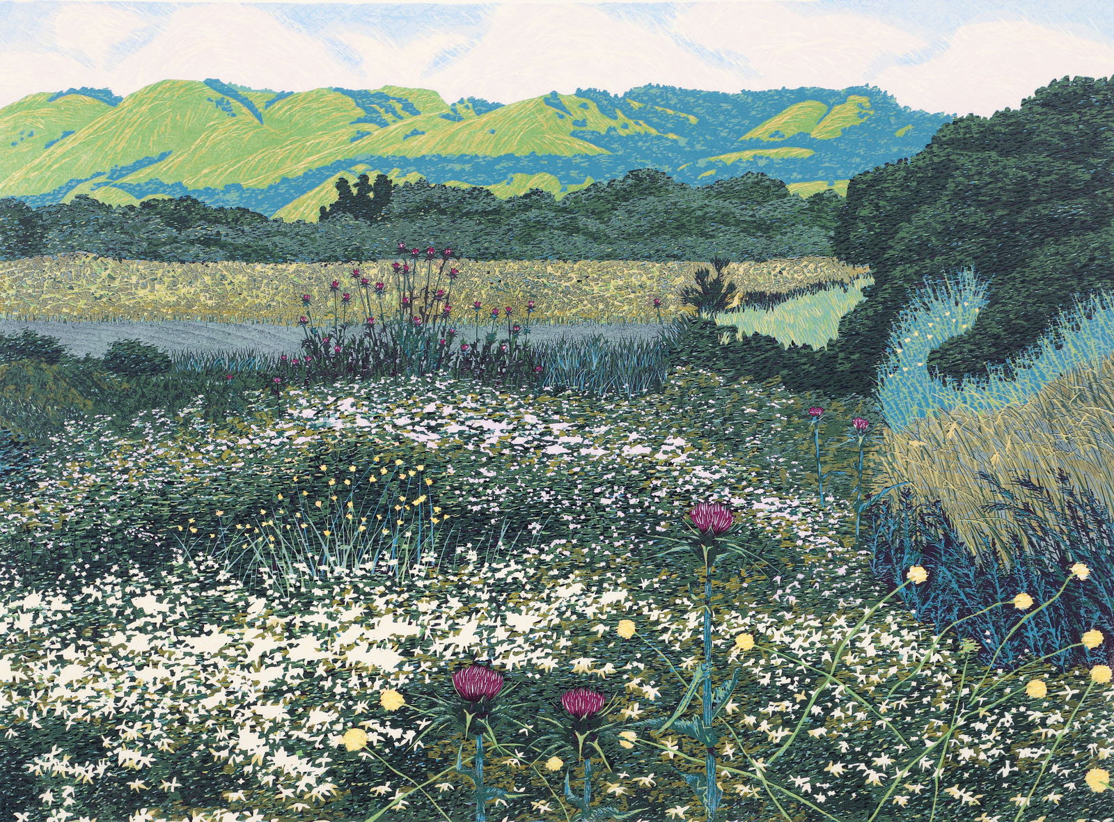 Gordon Mortensen 1982 color woodcut California Wild Flowers (1 of 4)