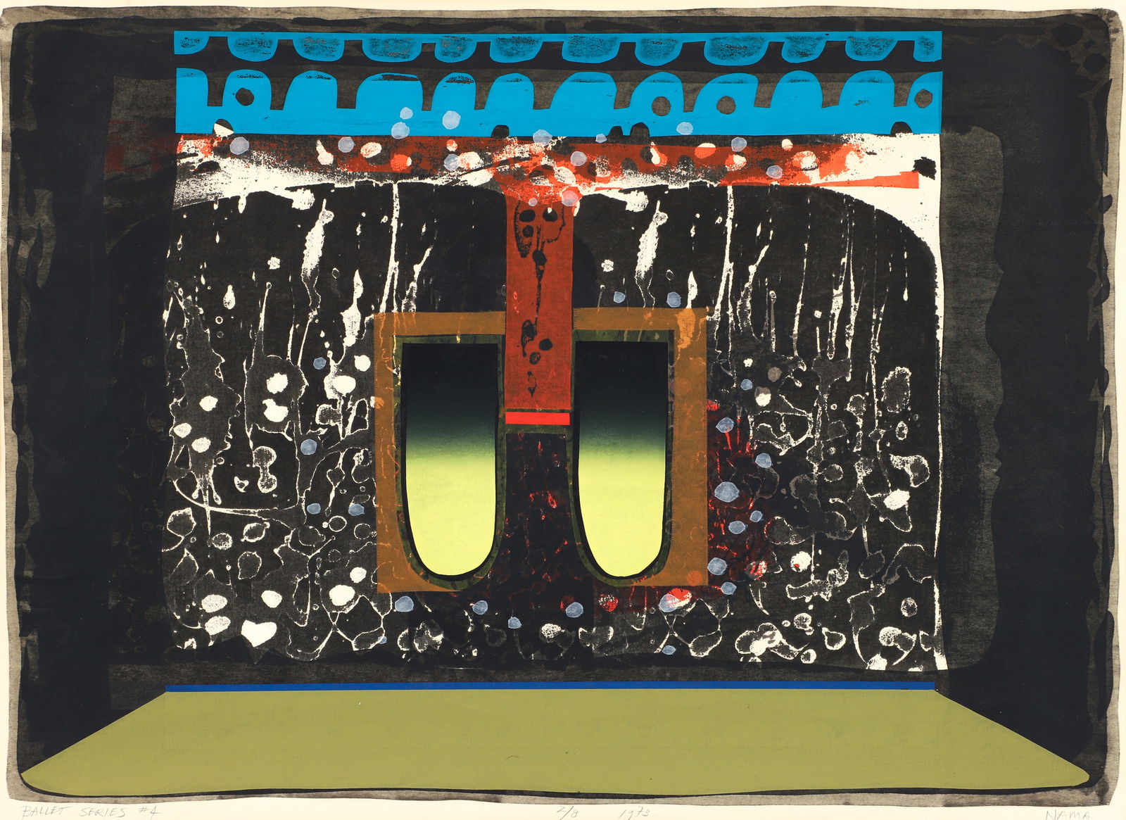 George Nama 1973 color serigraph Ballet Series #4: Nama, George (American, 1939-2025), Ballet Series #4, 1973, color serigraph, 16.5 x 22.5 inches, pencil signed and numbered 2/8, unframed