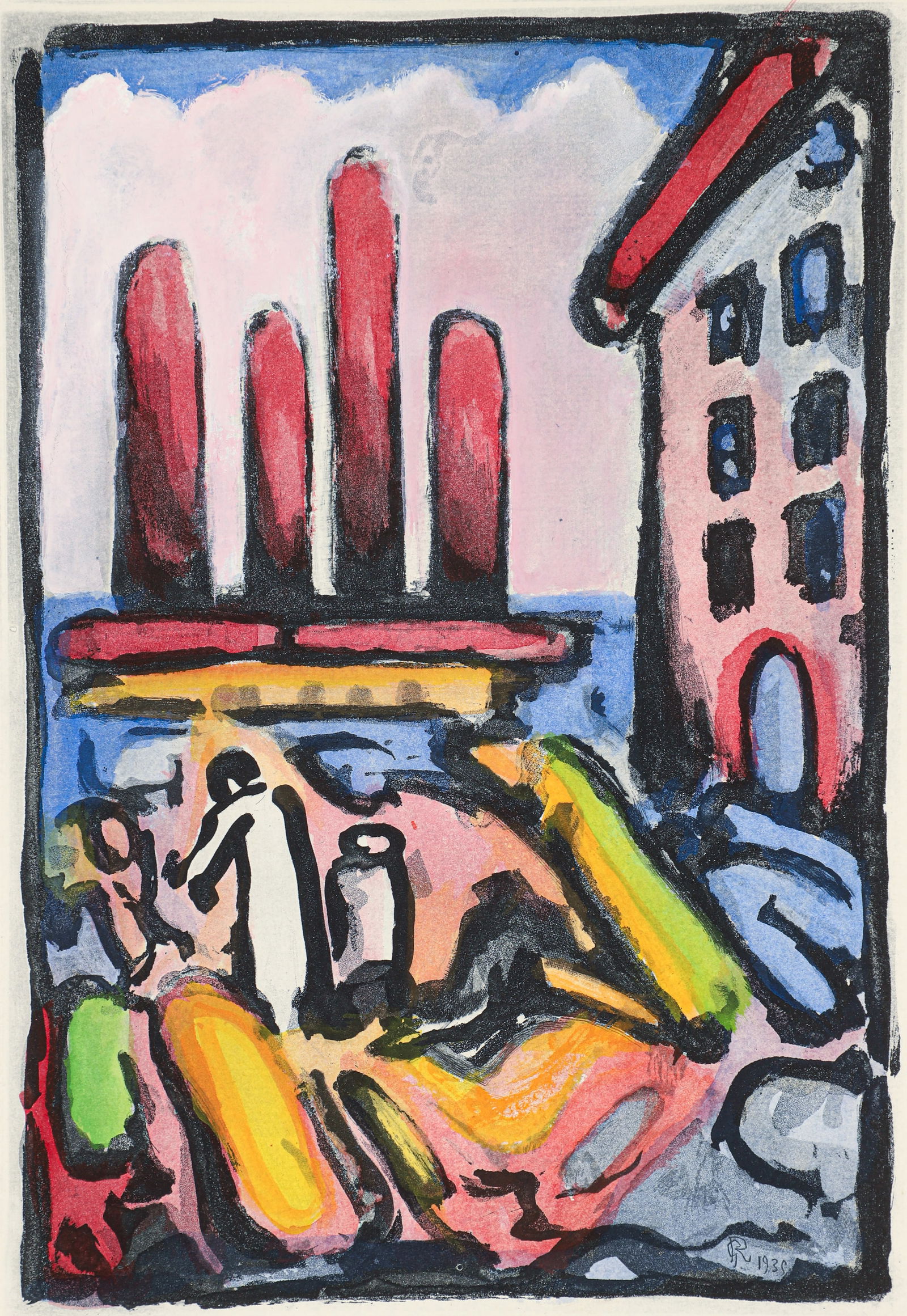 Georges Rouault Christ au Faubourg Aquatint: Rouault, Georges (French, 1871-1958), Christ au Faubourg (Christ in Faubourg) from the book Passion by Andre Suares, 1935, published 1939, etching and aquatint on wove paper. One of a suite of sevente