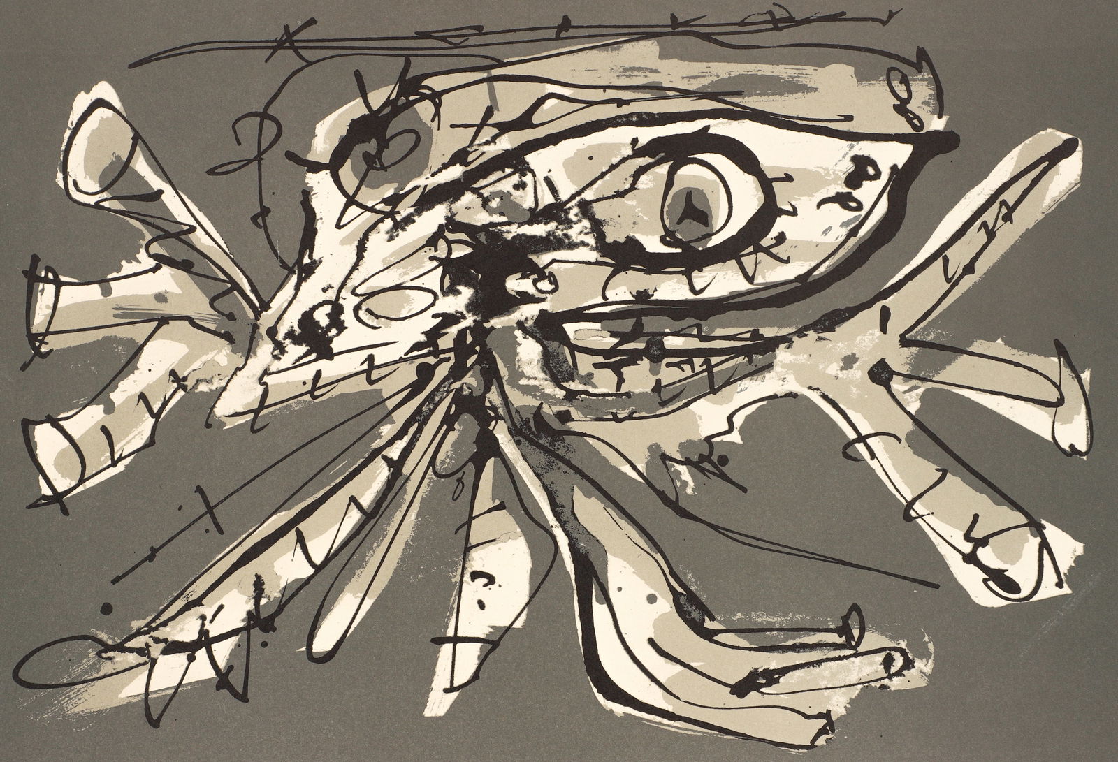 Antonio Saura Crucifixion Signed Lithograph: Saura, Antonio (Spanish, 1930-1998), Crucifixion, lithograph on wove paper, signed and numbered 18/100 in pencil to the lower margin, image size 12.25 x 18 inches, full sheet 18.5 x 22.5 inches, unfra