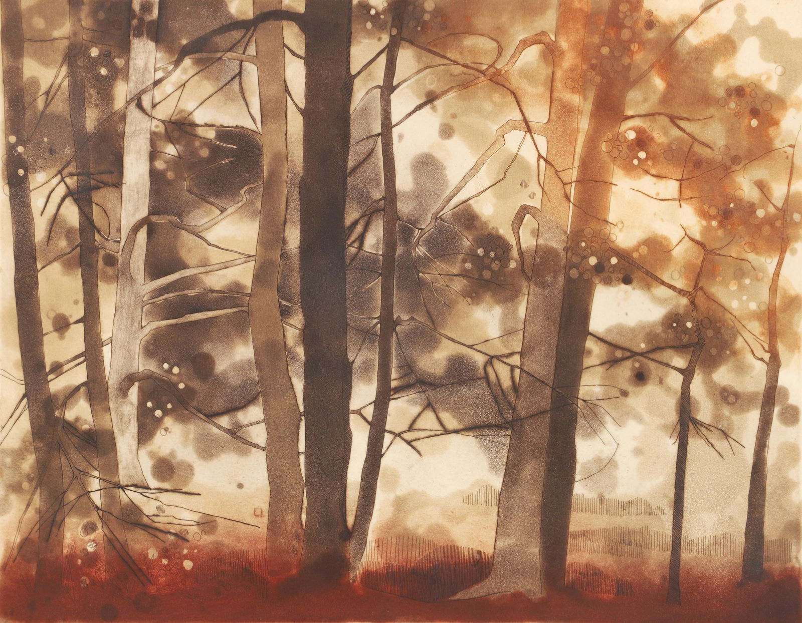 Anne Walker color aquatint Foret d'Automne (1 of 4)