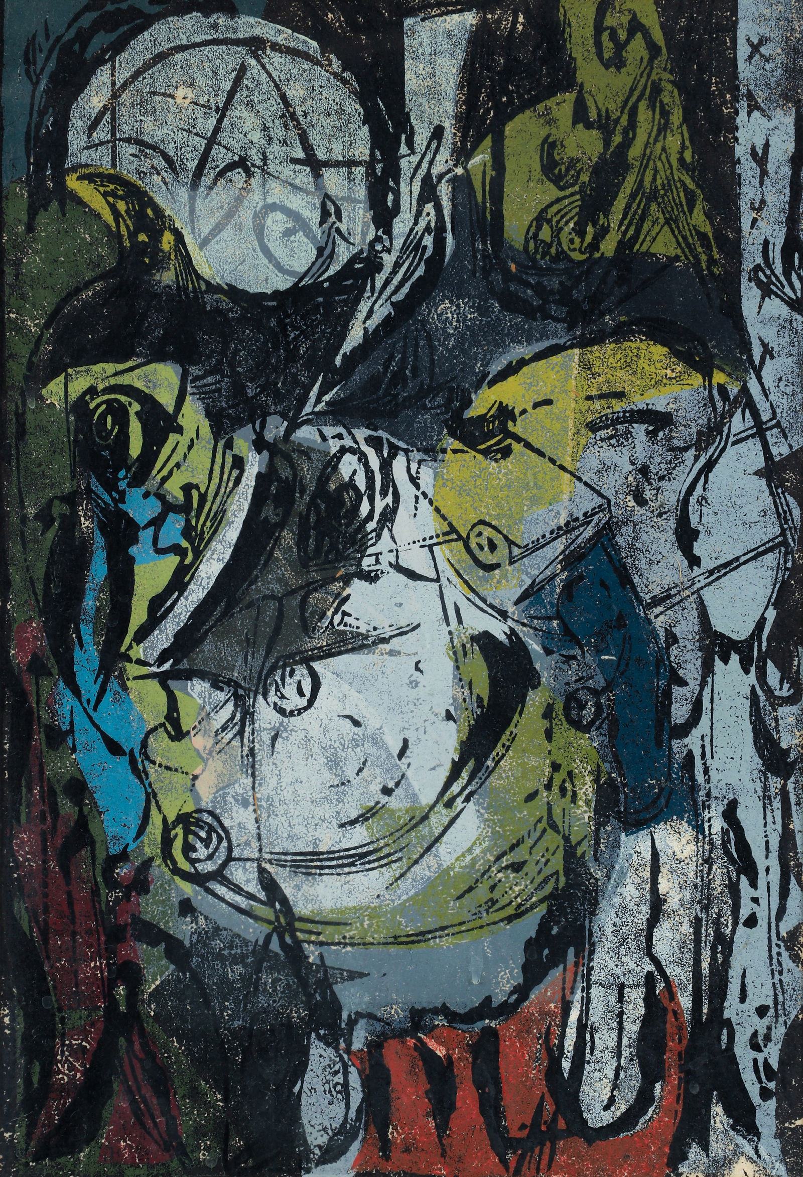 Adja Junkers 1952 color woodcut Head of a Traveler (1 of 3)