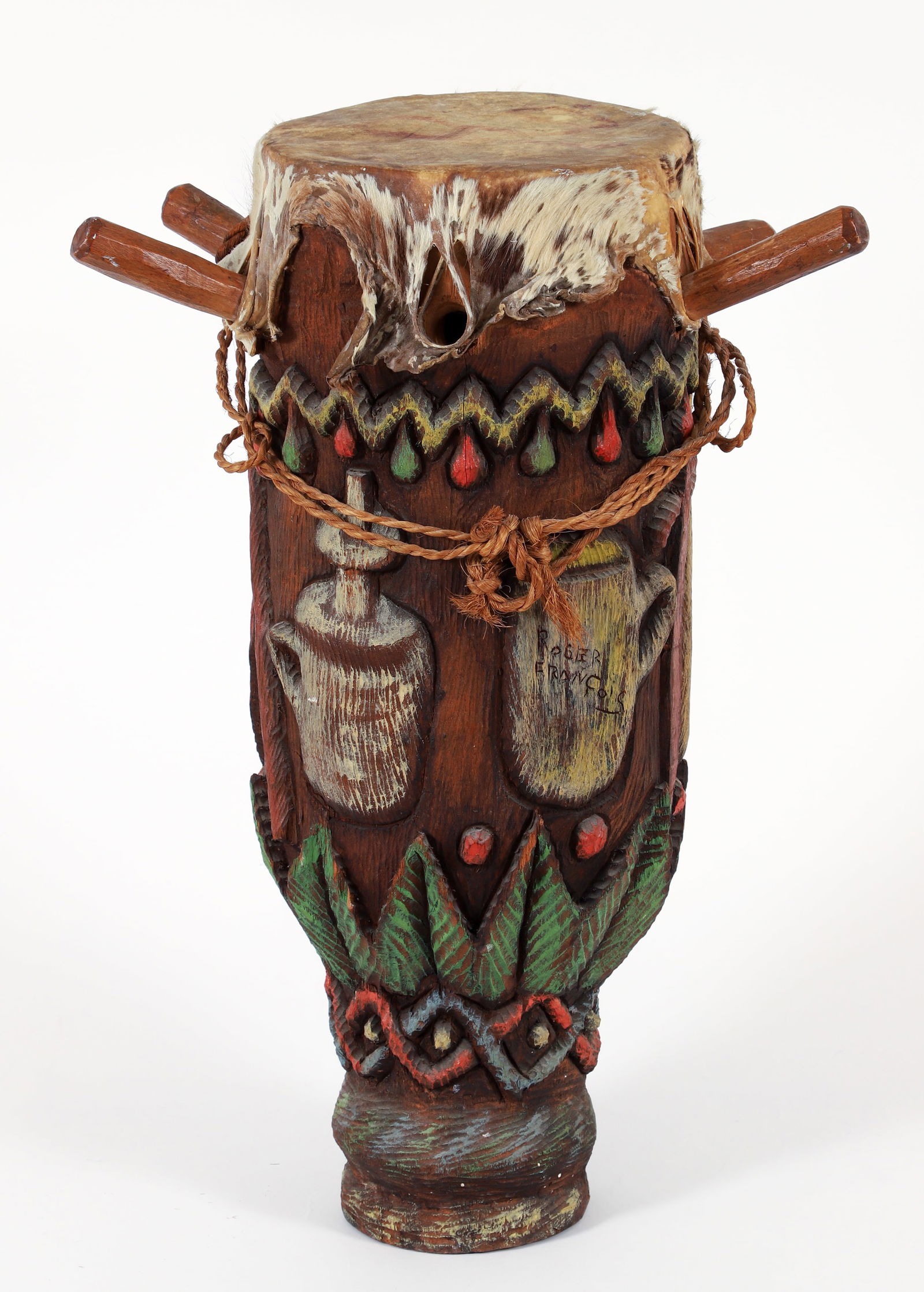 Roger Francois Hand Carved Haitian Drum (1 of 5)