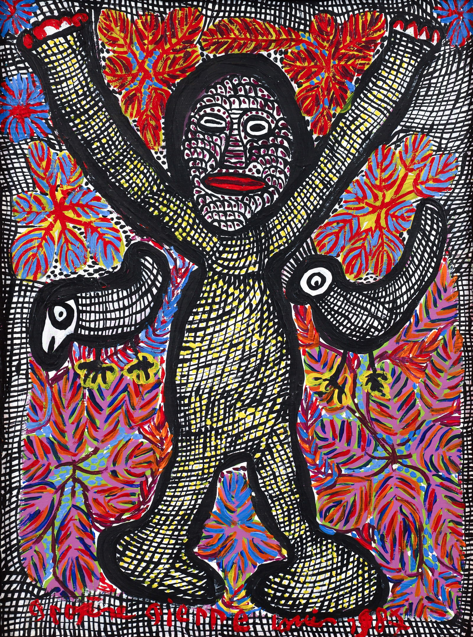 Prospere Pierre-Louis?1987 painting Figure with Upstretched Arms (1 of 3)