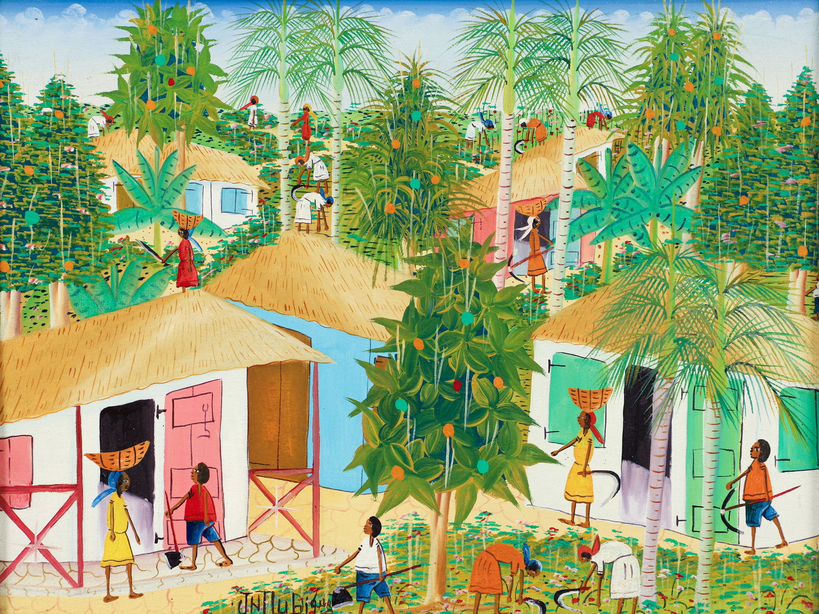 Haitian Village painting 1986 Oil on Canvas (1 of 3)
