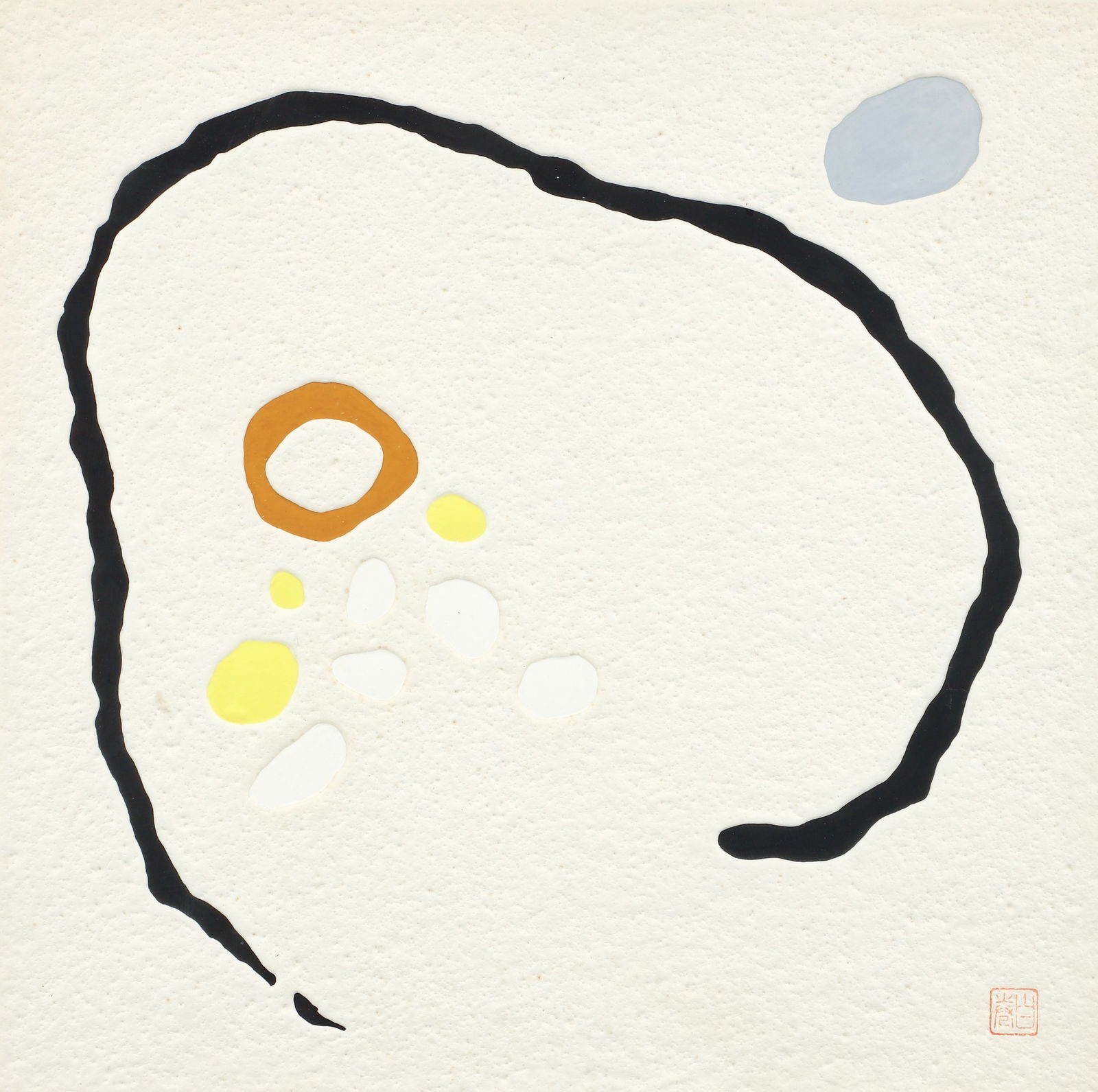 Haku Maki relief print Poem 8: Maki, Haku (Japanese, 1924-2000), Poem 8, embossed paper and stencil print, 13.5 x 13.5 inches, pencil signed, titled, and numbered 19/50, framed size 21 x 21 inches, Provenance: The Yoseido Gallery,