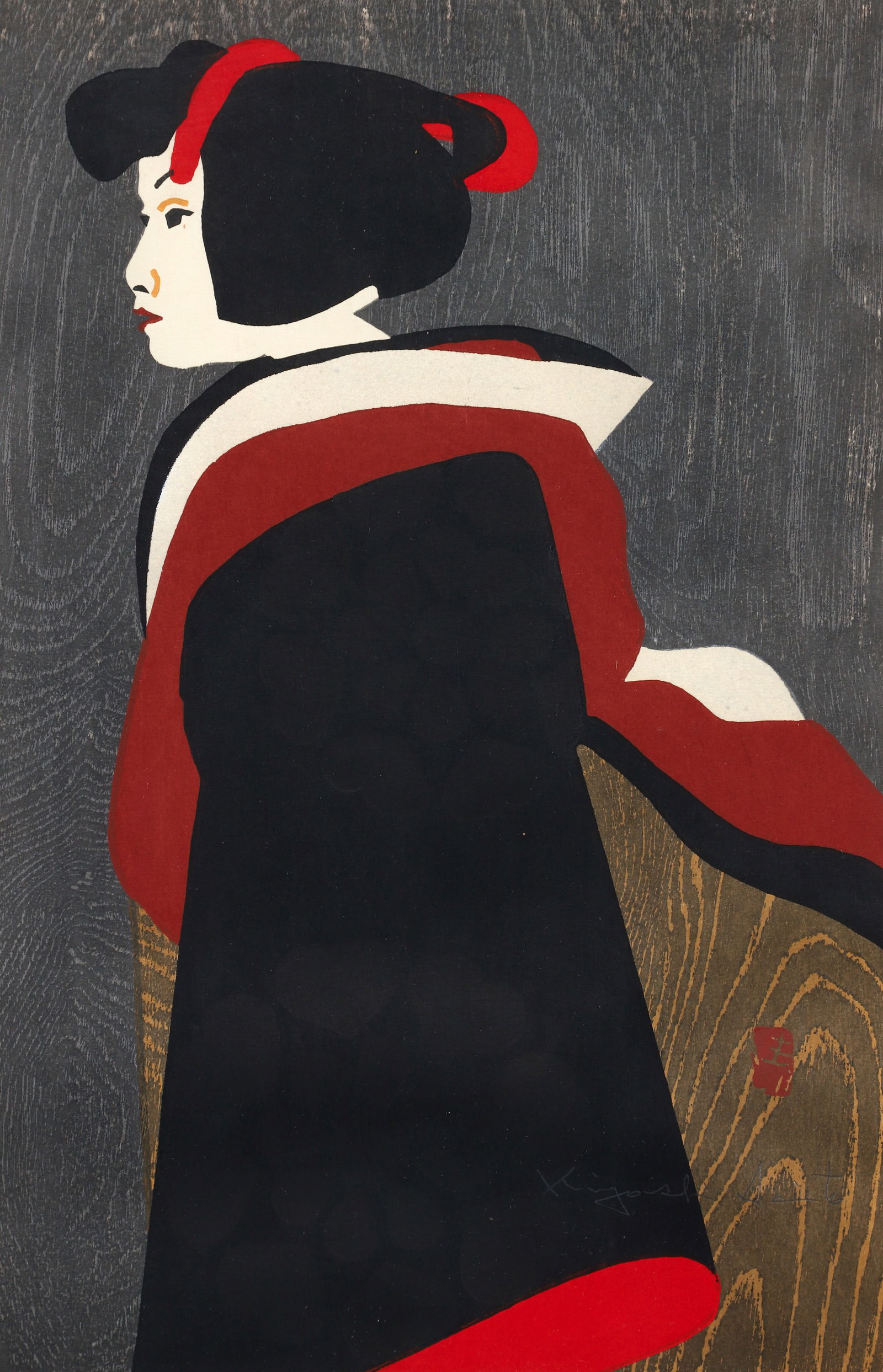 Kiyoshi Saito circa 1960s color woodblock from the Maiko Series (1 of 3)