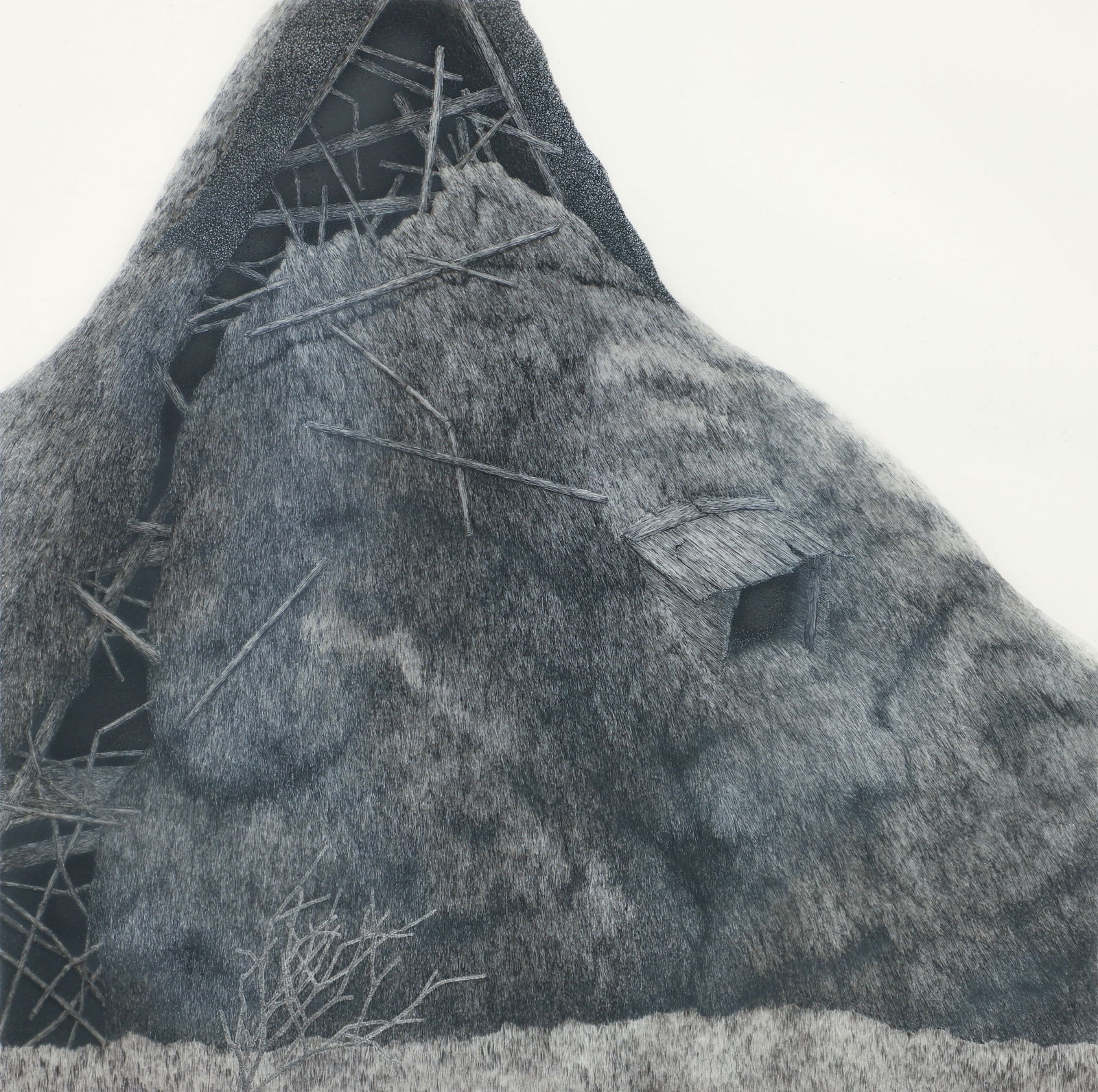 Ryohei Tanaka 1975 etching Ruined Farmhouse 4 (1 of 3)