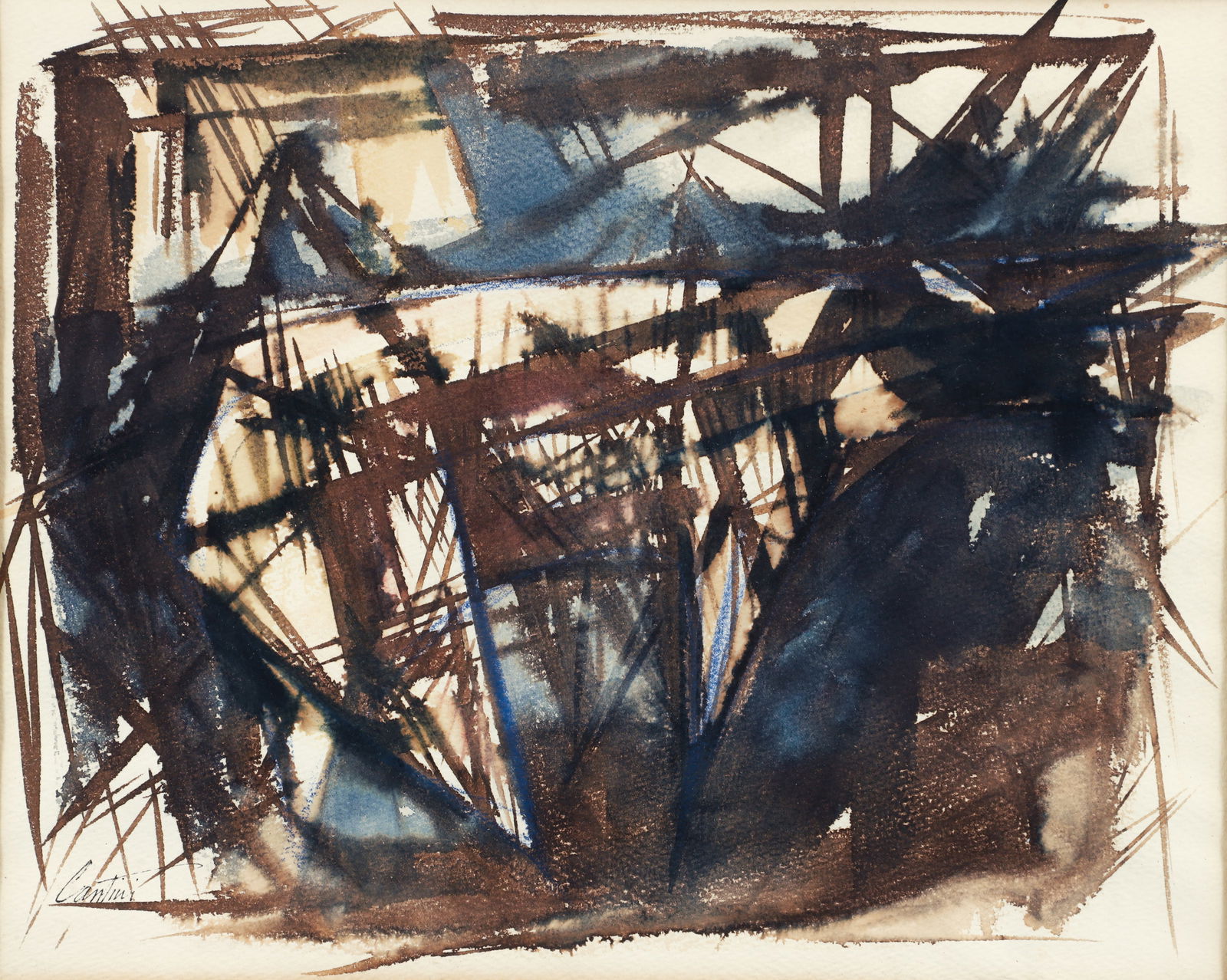 Virgil Cantini watercolor Untitled Abstraction (1 of 3)