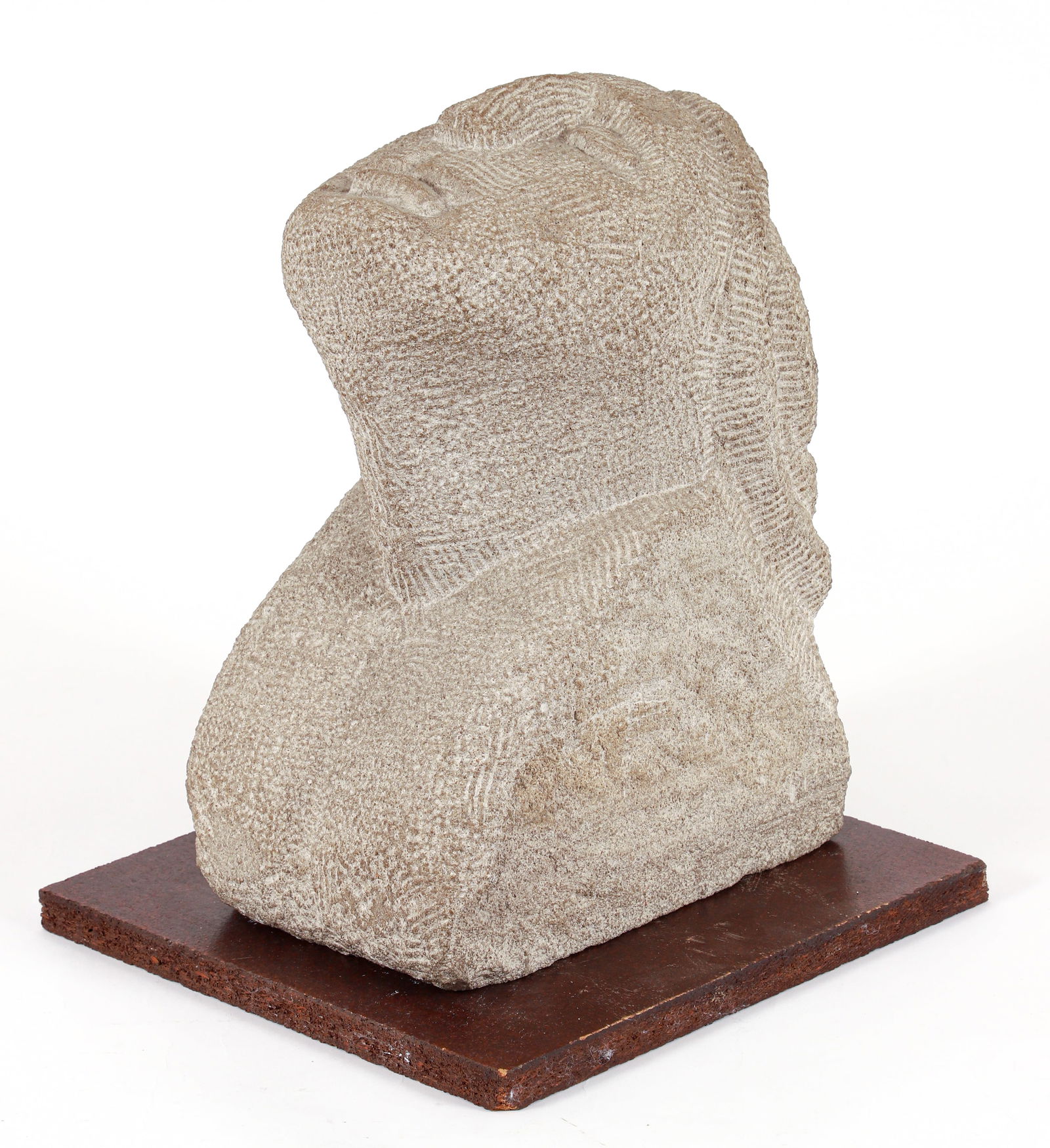 W. Glen Davis Stone Sculpture of an Upturned Head: Davis, attributed to William Glen (American/Pittsburgh, 20th century), Stone sculpture bust, mid 20th century. Upturned head carved from stone, resting on a pressed board base. Apparently unsigned. 12