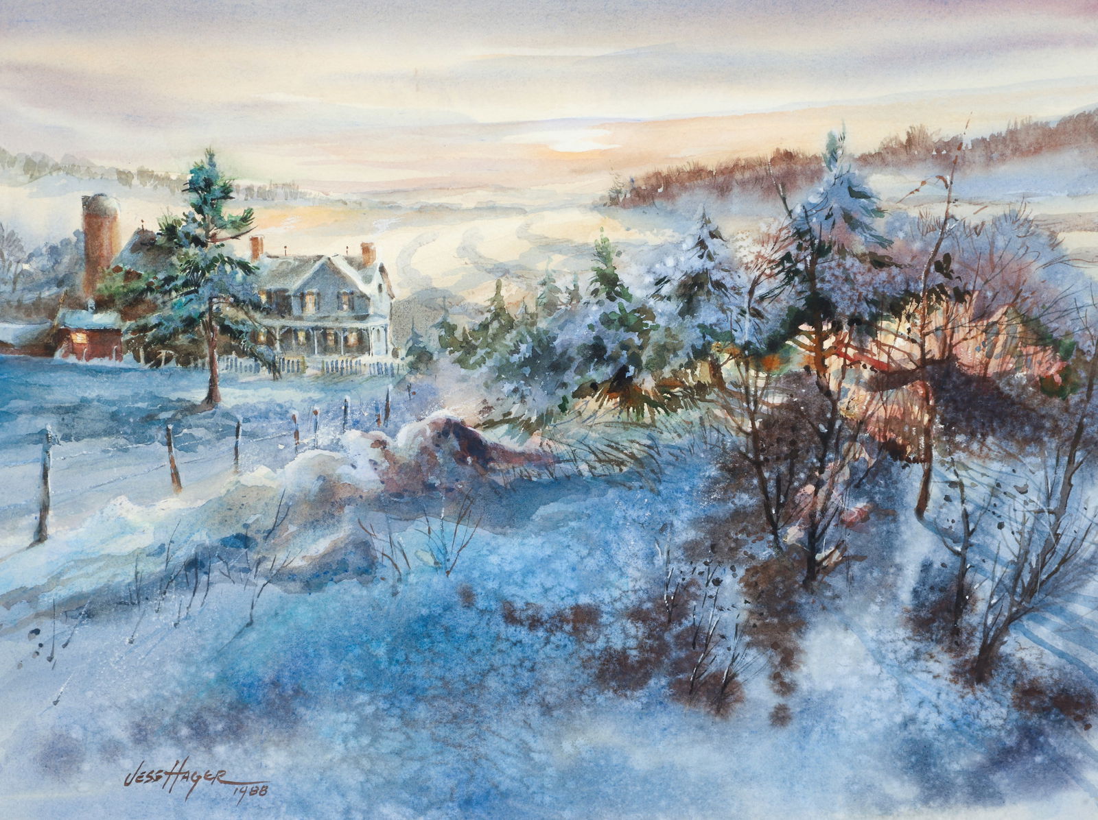Jess Hagar 1988 watercolor Hoary Sunrise (1 of 3)