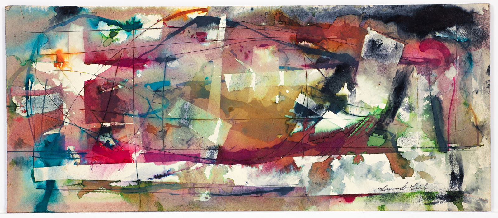Leonard Lieb Experimental Abstract Painting on Board (1 of 2)