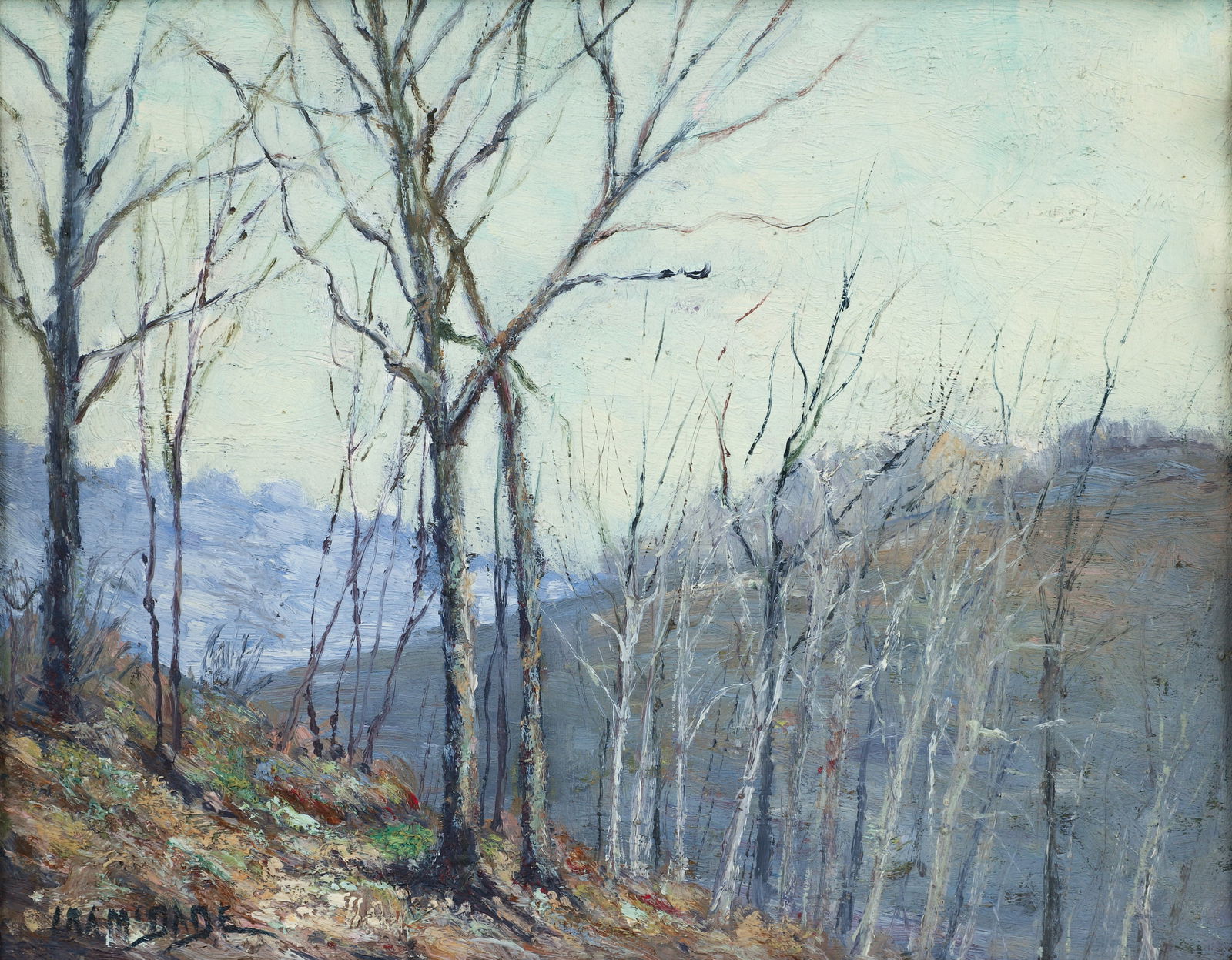 Ira McDade painting Winter Woods (1 of 3)
