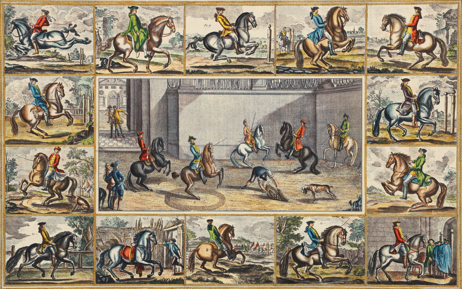 After Johann Elias Ridinger Equestrian Print The New Manege (1 of 3)