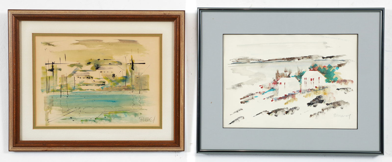 2 Alfred Birdsey watercolor Abstracted Bermuda Harbour Landscapes (1 of 5)