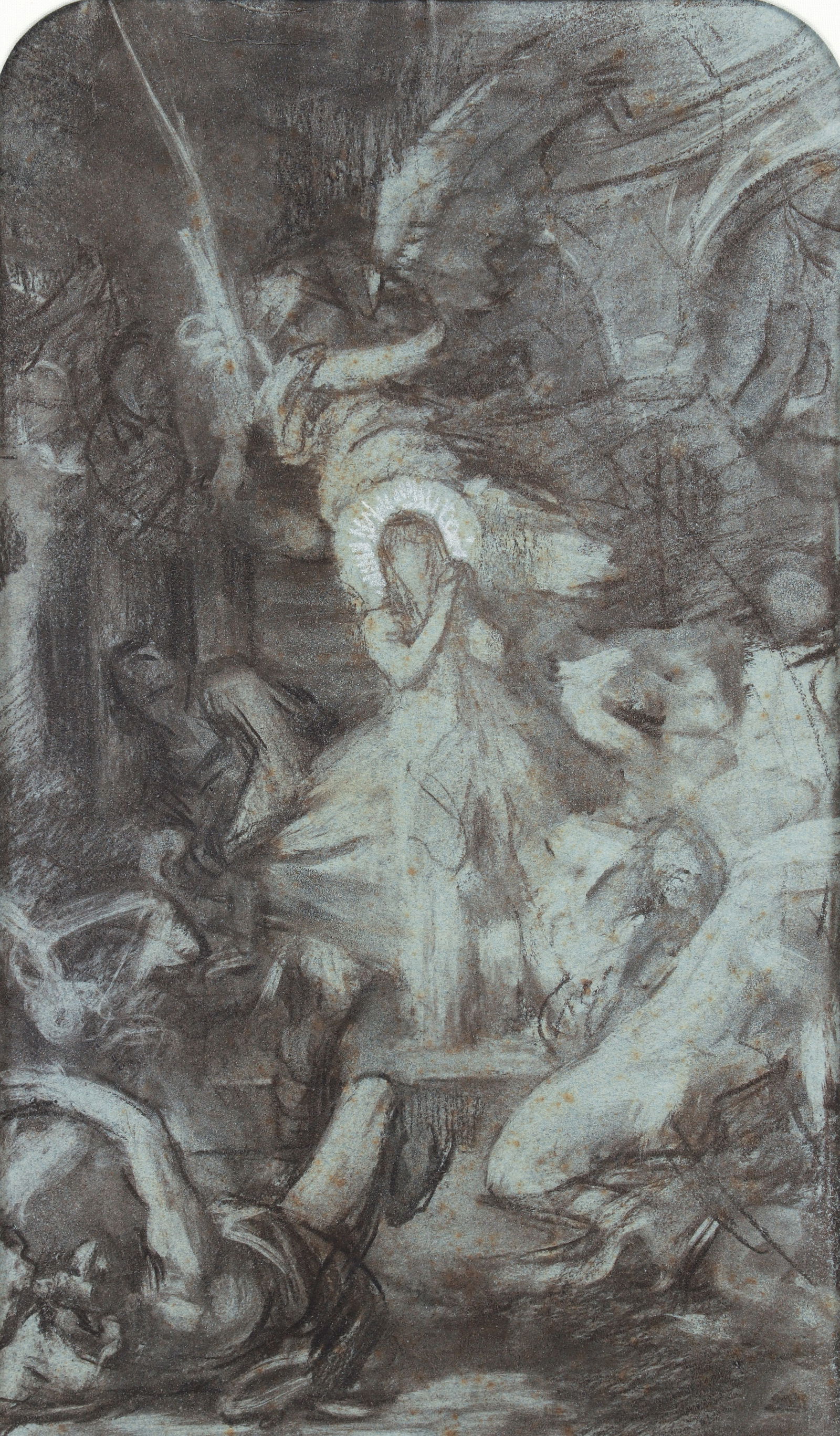 Gabriel Ferrier charcoal and wash drawing Praying Saint Study (1 of 3)