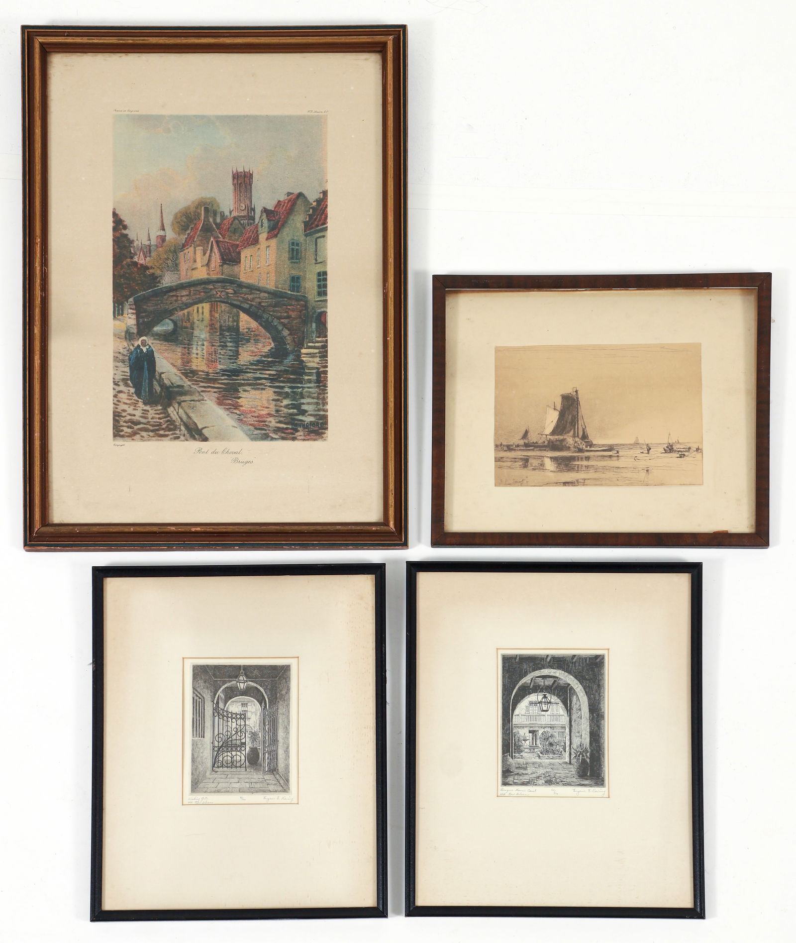 Lot of 4 Intaglio Prints, Eugene E. Loving, Seuat, Bruges (1 of 5)