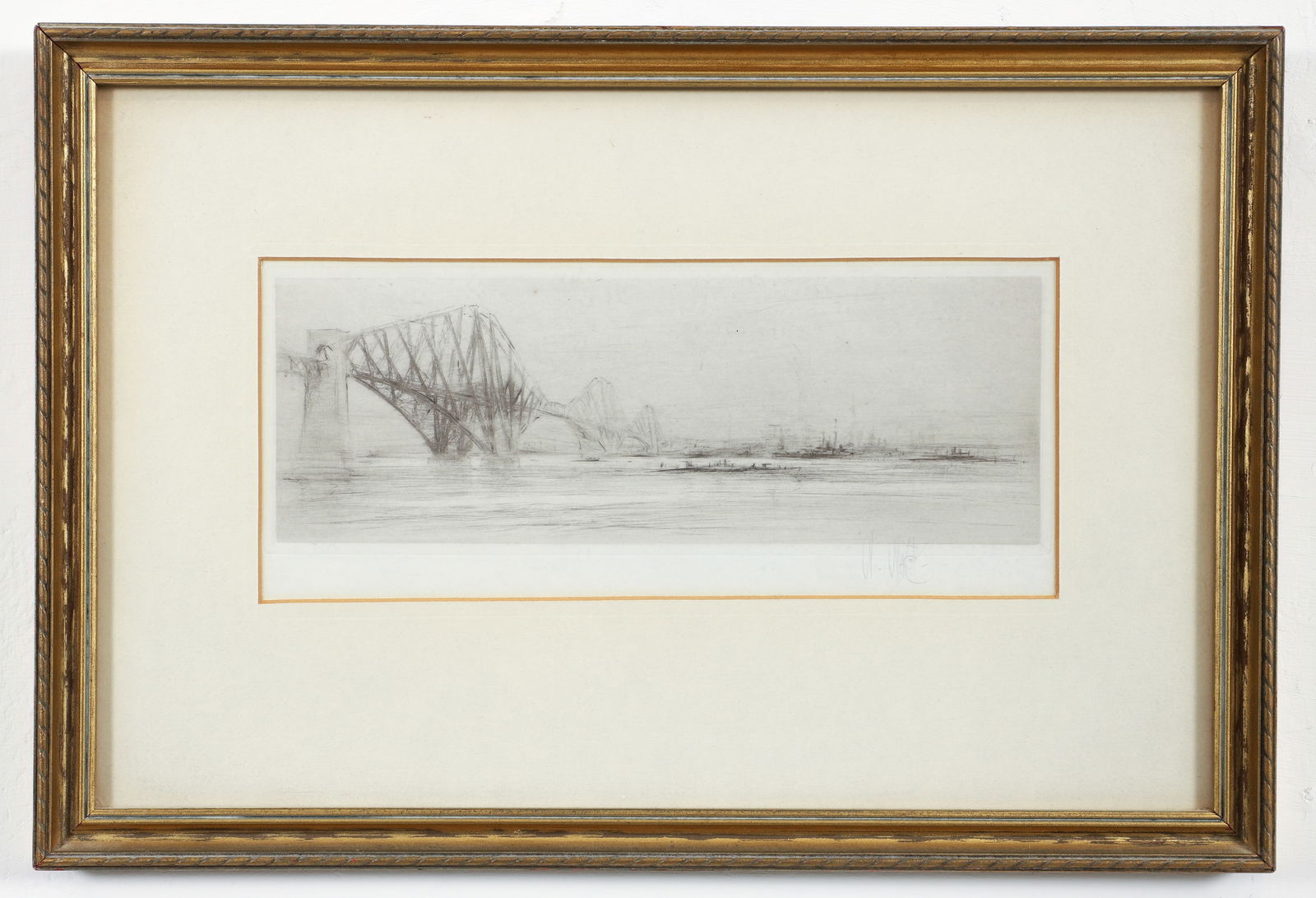 William Walcot 1922 drypoint etching The Forth - 2