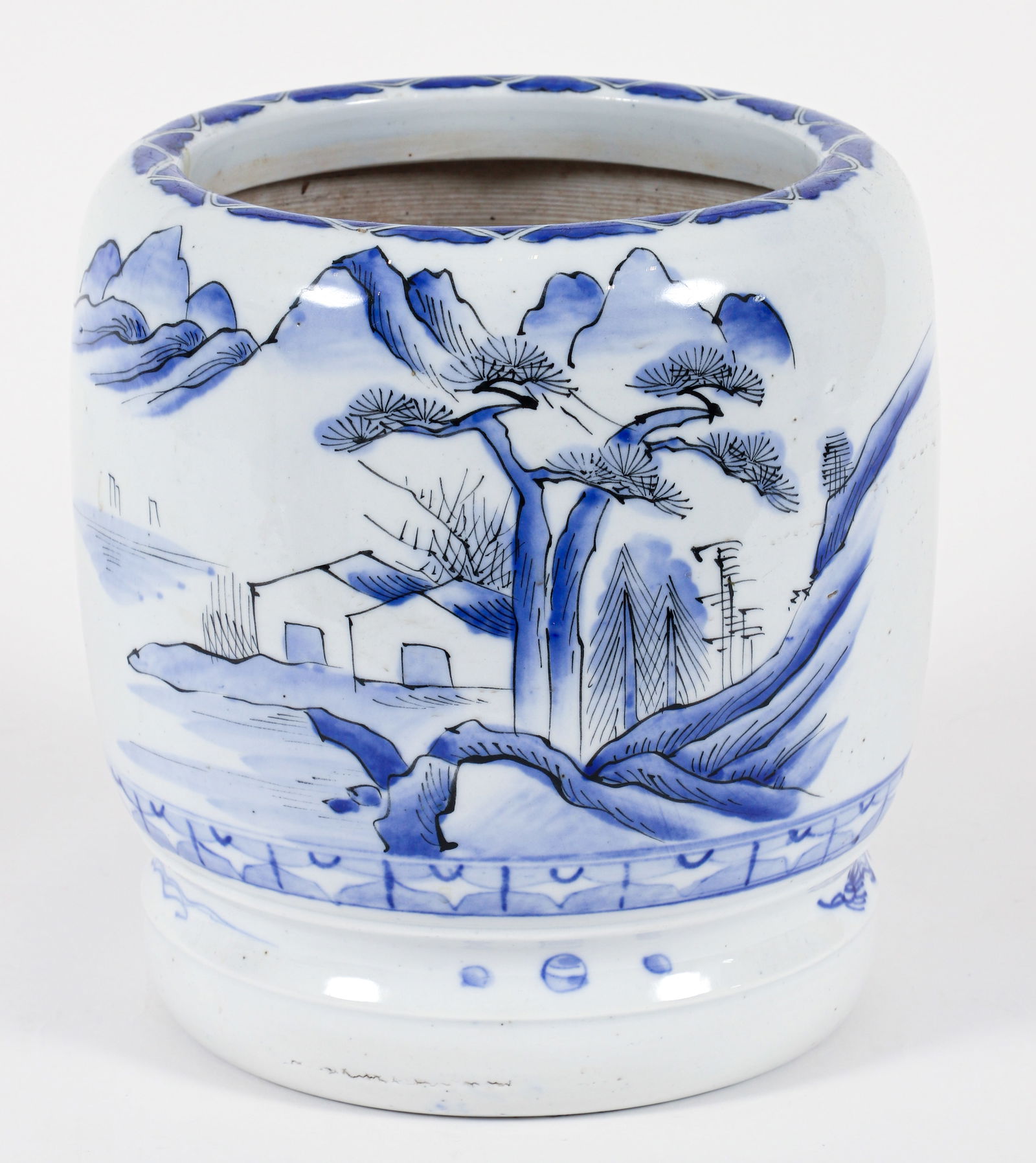 Japanese Blue and White Ceramic Pot (1 of 5)