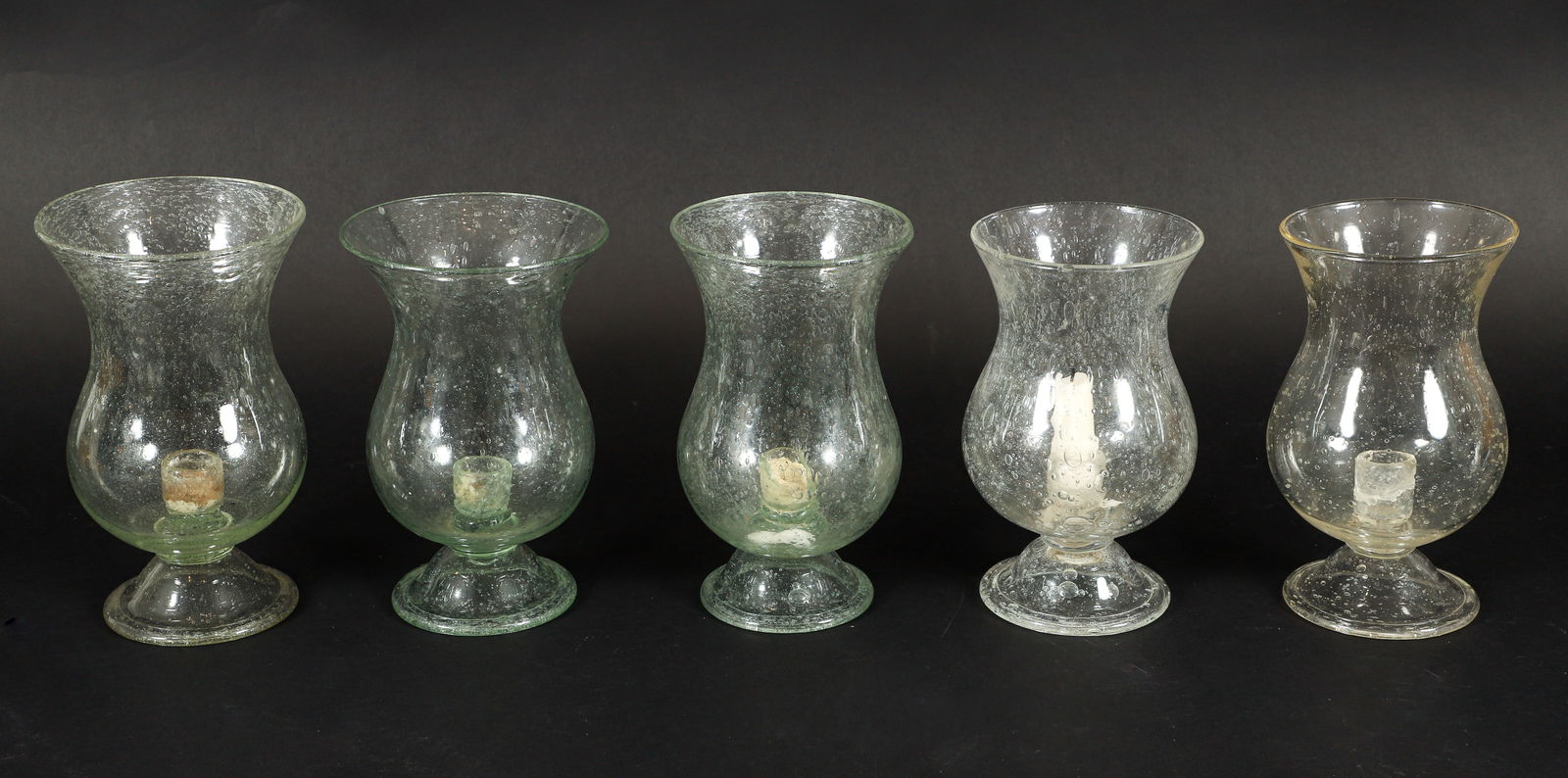 5 Biot Glass Candle Holders with pedestal bases (1 of 4)
