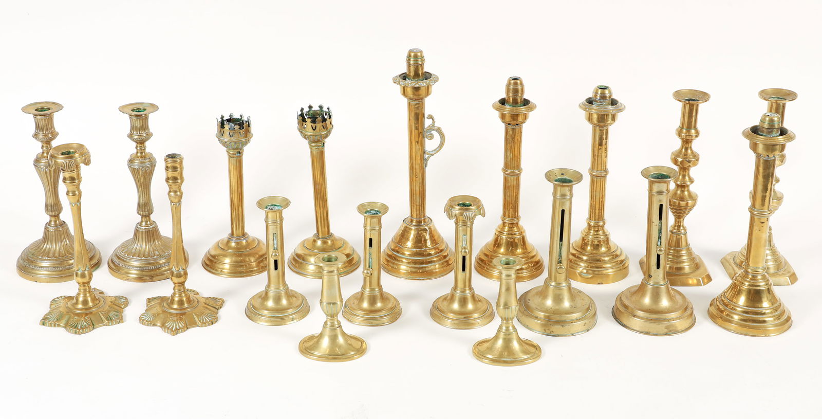 19 Assorted brass candlesticks (1 of 6)