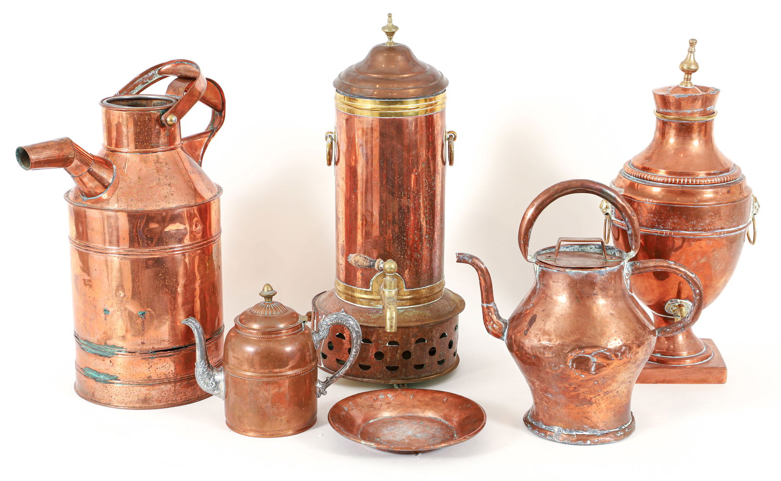 6 Assorted Copper Samovars, Pitchers, hot plate, Kettle (1 of 5)
