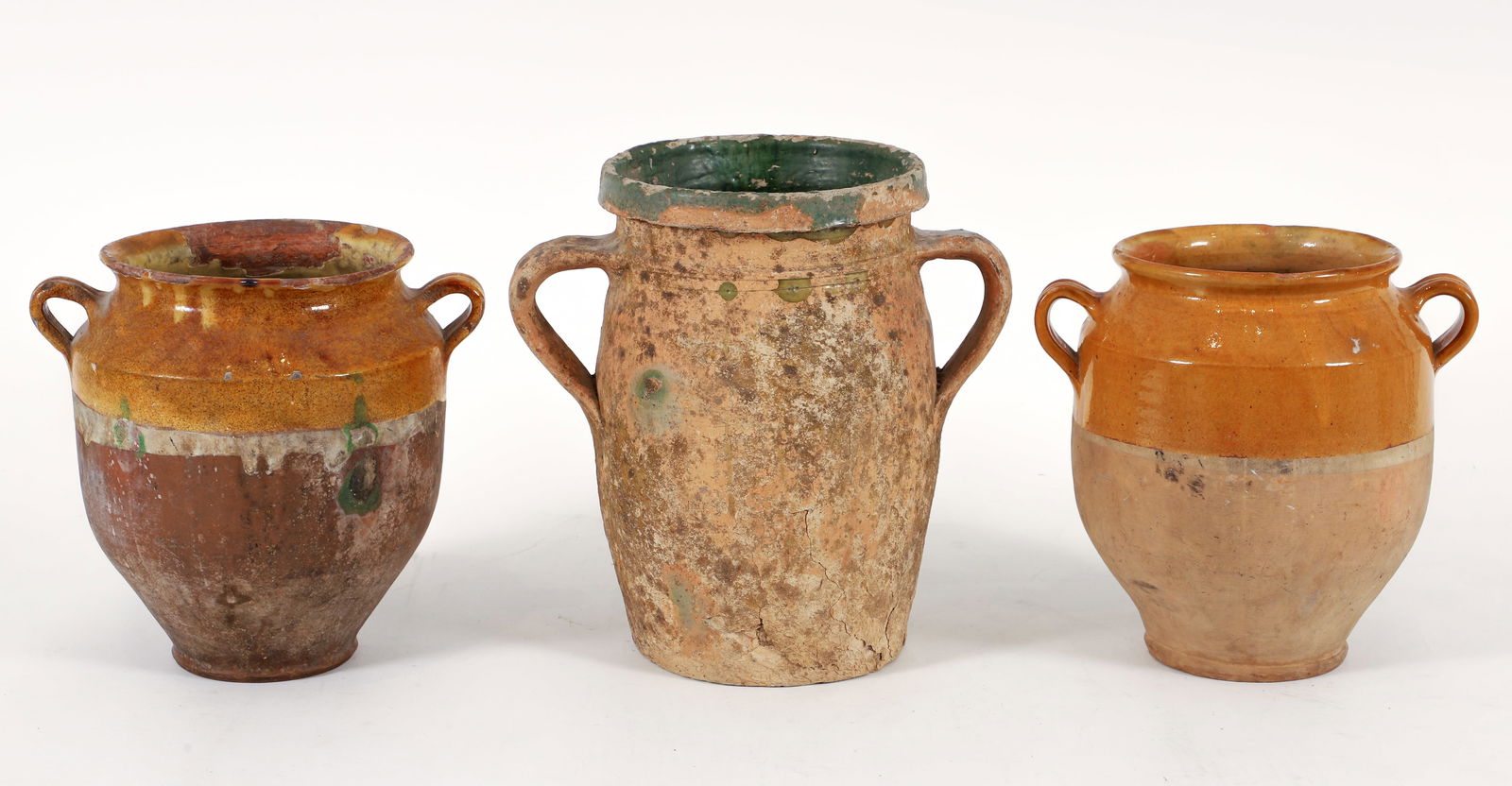 Three Continental partially glazed ceramic jugs (1 of 5)