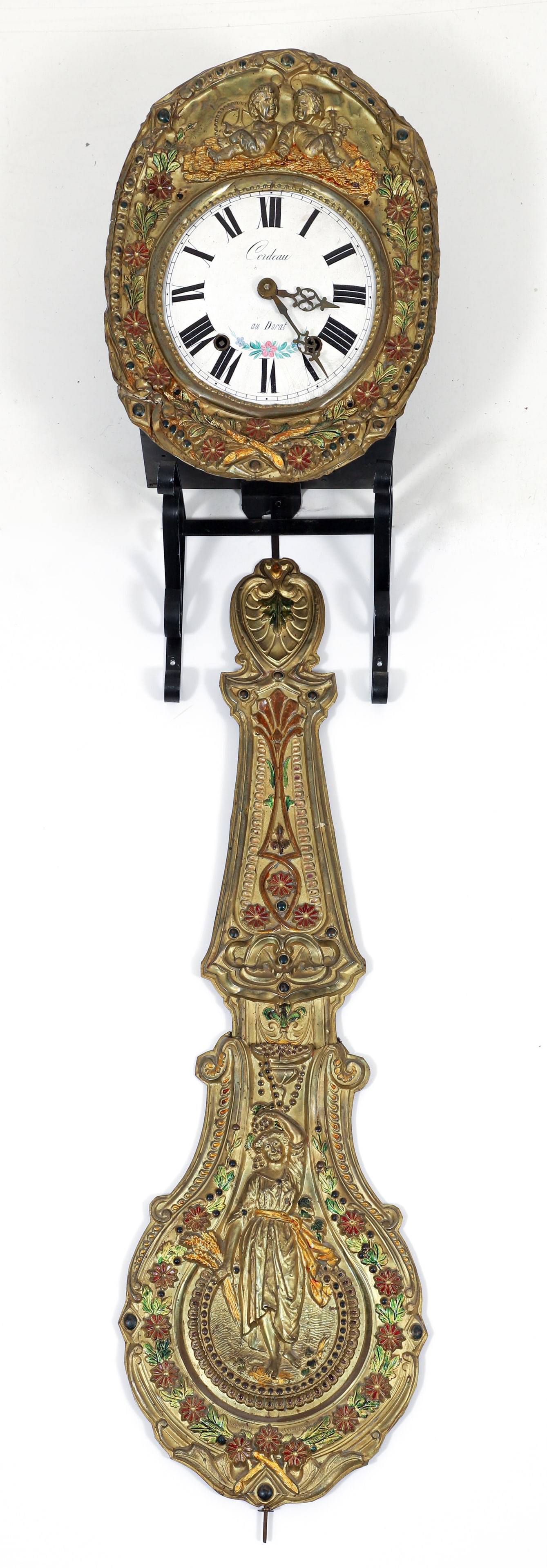 Cordeau au Dorat Enameled Brass Clock Movement and Pendulum (1 of 4)