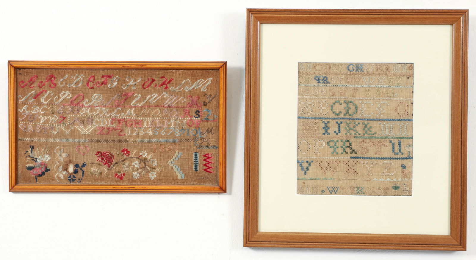 2 19th Century needlepoint Alphabet Samplers (1 of 3)