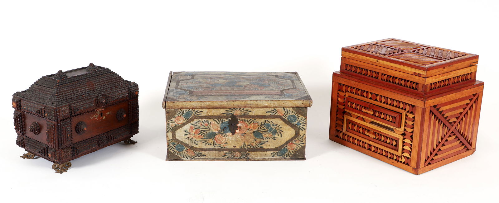 Tramp Art and Folk Art Wooden Jewelry Boxes (1 of 3)