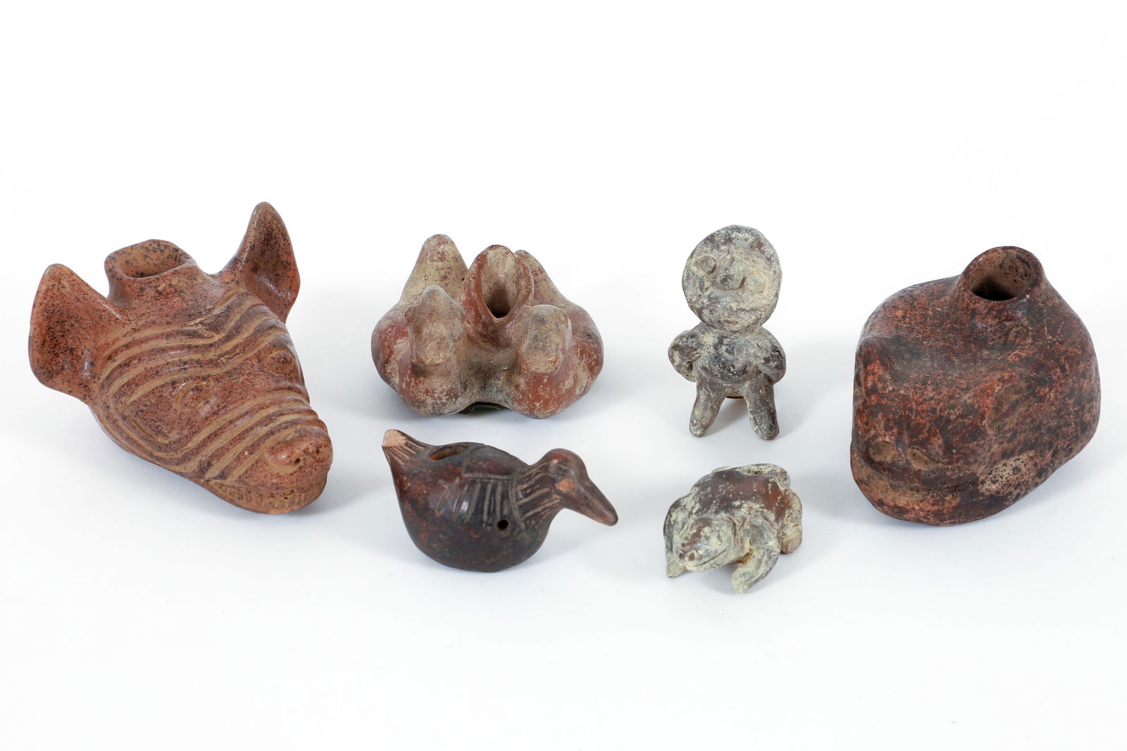 6 Pre-Columbian Fauna Oil Lamps (1 of 5)