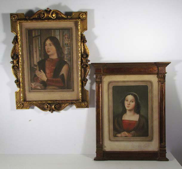 2 S. Arlent Edwards color mezzotints "Madonna Perugino": Artist: Edwards, S Arlent (British/ American 1862 - 1938) Title: "Madonna Perugino" and Memling "Gentleman Bruges" Date: early 20th century Medium: color mezzotints Dimensions: 13 x 10 inches approx