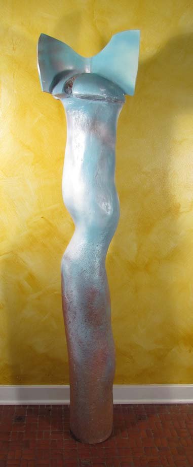 Jerry Caplan Ceramic Pipe Totem Sculpture: Artist: Caplan, Jerry (American, 1923-2004) Title: Ceramic Pipe Totem Sculpture Medium: extruded clay with glaze Dimensions: 64.5 x 14 x 10 inches Signature: apparently unsigned Provenance: </