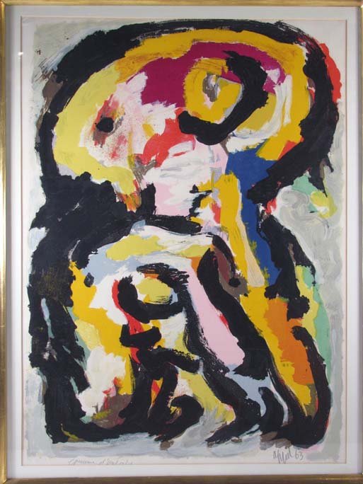 Karel Appel original lithograph "Personage" 1963: Artist: Appel, Karel (Dutch, 1881-1973) Title: Personage Date: 1963 Medium: lithograph printed in colors Dimensions: 29.5 x 20.5 inches Edition: Pencil signed and inscribed Epreuve d’Artis