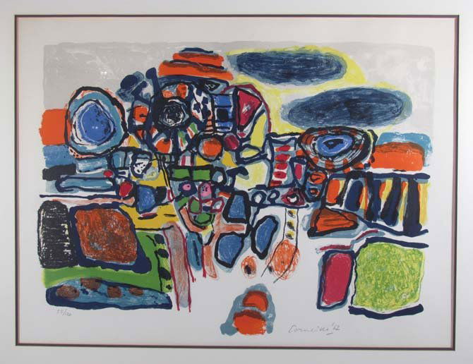 Corneille orig 1952 litho "Hors des Chemins": Artist: Corneille, Guillaume (Dutch/Swiss/French 1922 - 2010) Title: Hors des Chemins Date: 1962 Medium: Lithograph printed in colors on wove paper Dimensions: 14.75 x 21 inches Edition: