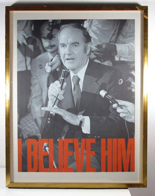 Dan Flavin I Believe Him Art for McGovern litho: Artist: Flavin, Dan (American, 1933-1996) Title: I Believe Him (Art for McGovern) (From an original photograph by Barbara Duff) Medium: offset lithograph Dimensions: 26.76 x 21 inches Signature: appa