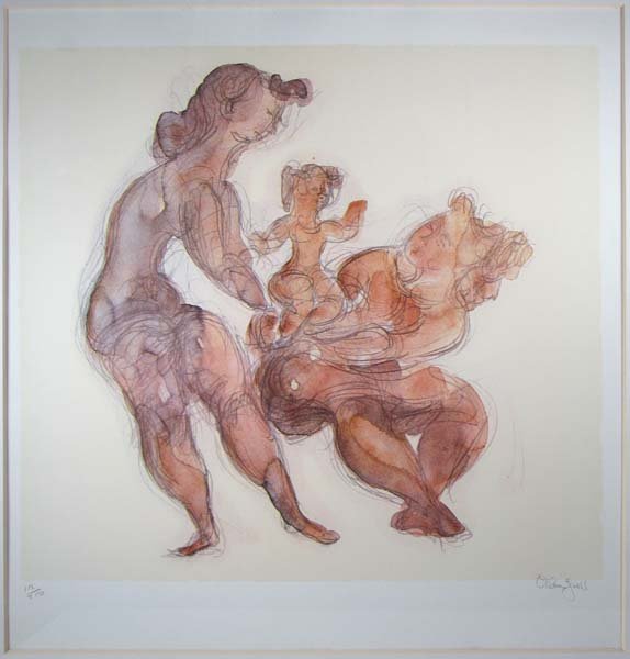Chaim Gross Dancing Family lithograph: Artist: Gross, Chaim (Austrian-American, 1904-1991) Title: Dancing Family Medium: lithograph Dimensions: 18 x 31 inches Edition: 112 of 250 Signature: Pencil signed and numbered lower marg