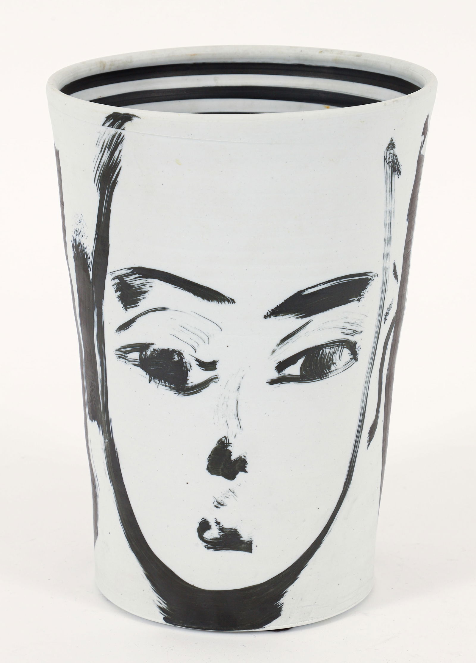 Ed Eberle Large Three Faces Porcelain Vase - 2