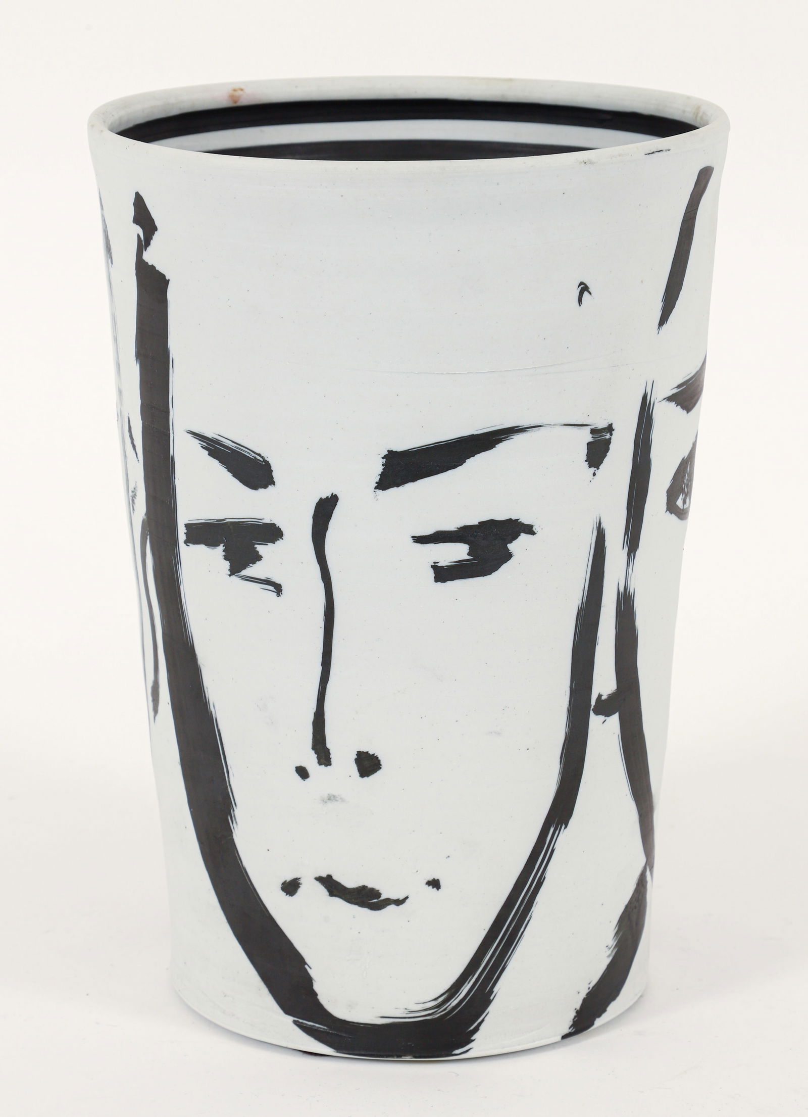 Ed Eberle Large Three Faces Porcelain Vase - 3