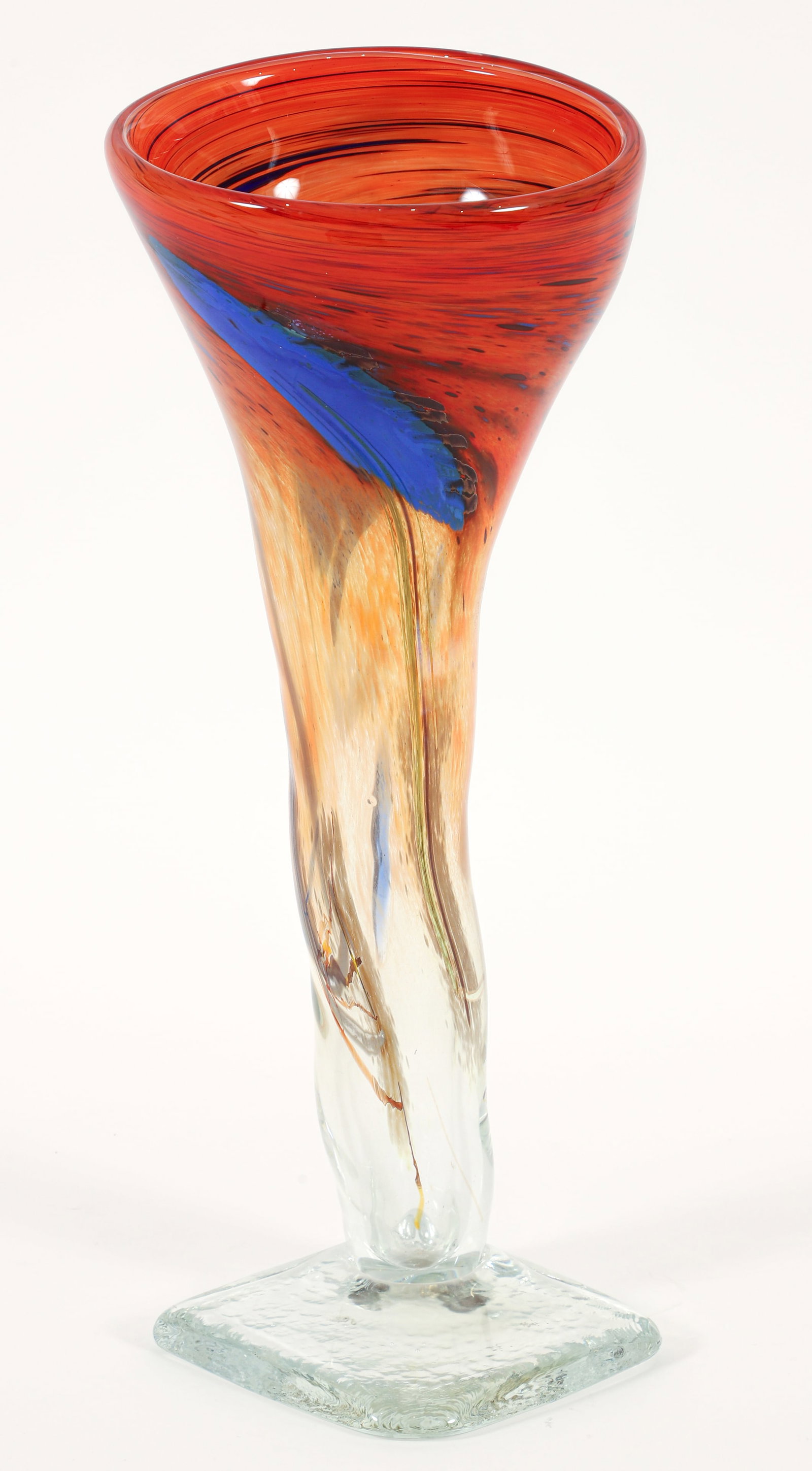 Kathleen Mulcahy Glass Twister Vase 1989: Mulcahy, Kathleen (American, b. 1950), Twister Glass Vase, 1989, etched signature and date on the base, 21.75 inches tall.