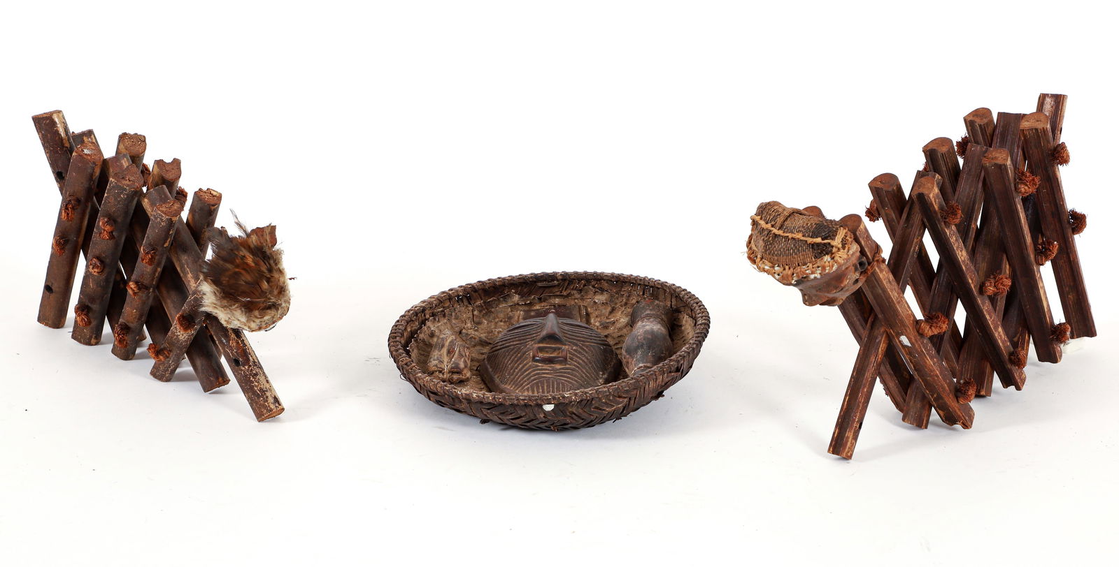 2 Pende Divination Instruments Together with a Basket (1 of 6)