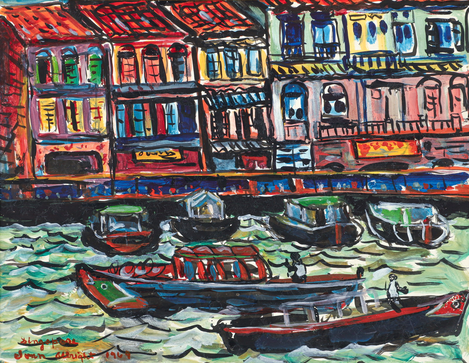 Ivan Albright 1969 Work on Paper Singapore Harbor (1 of 3)